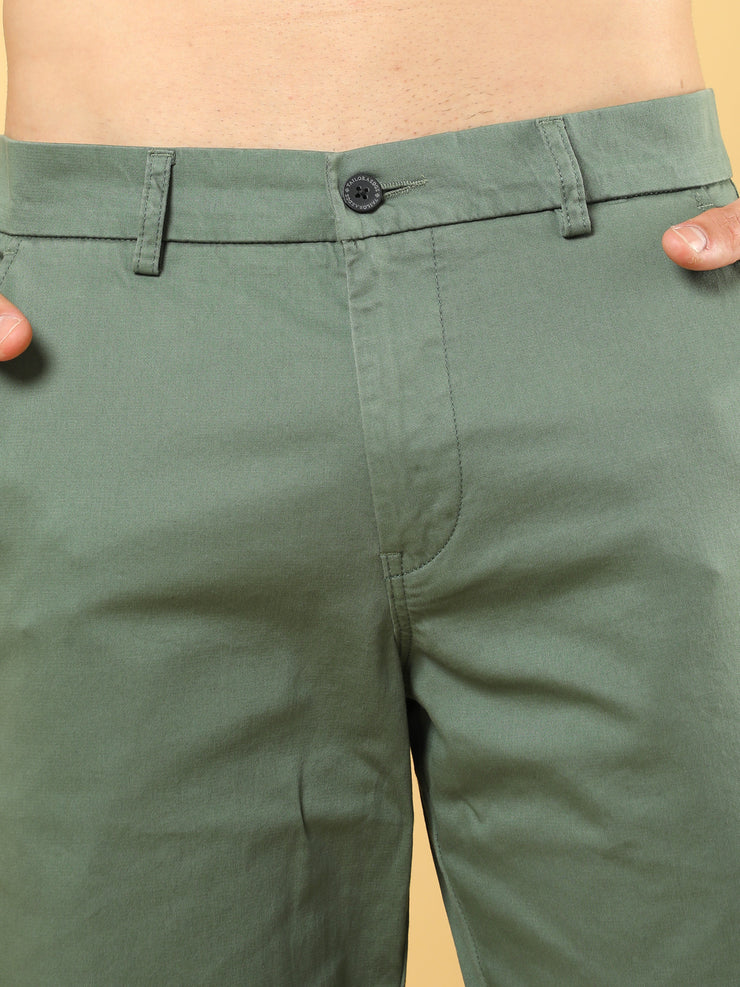Cotton Dobby Baggy Fit Olive Trouser