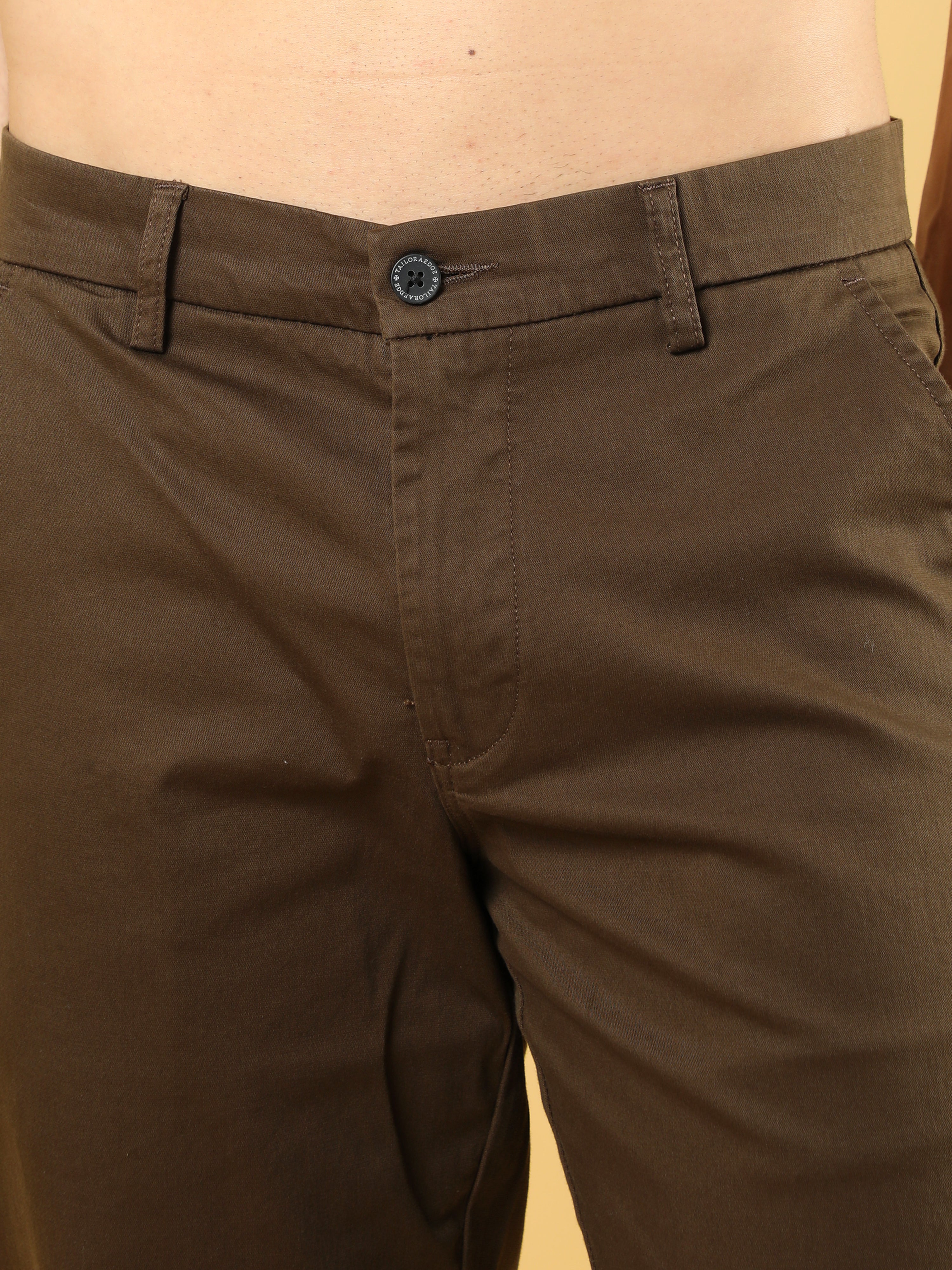 Cotton Dobby Baggy Fit Brown Trouser