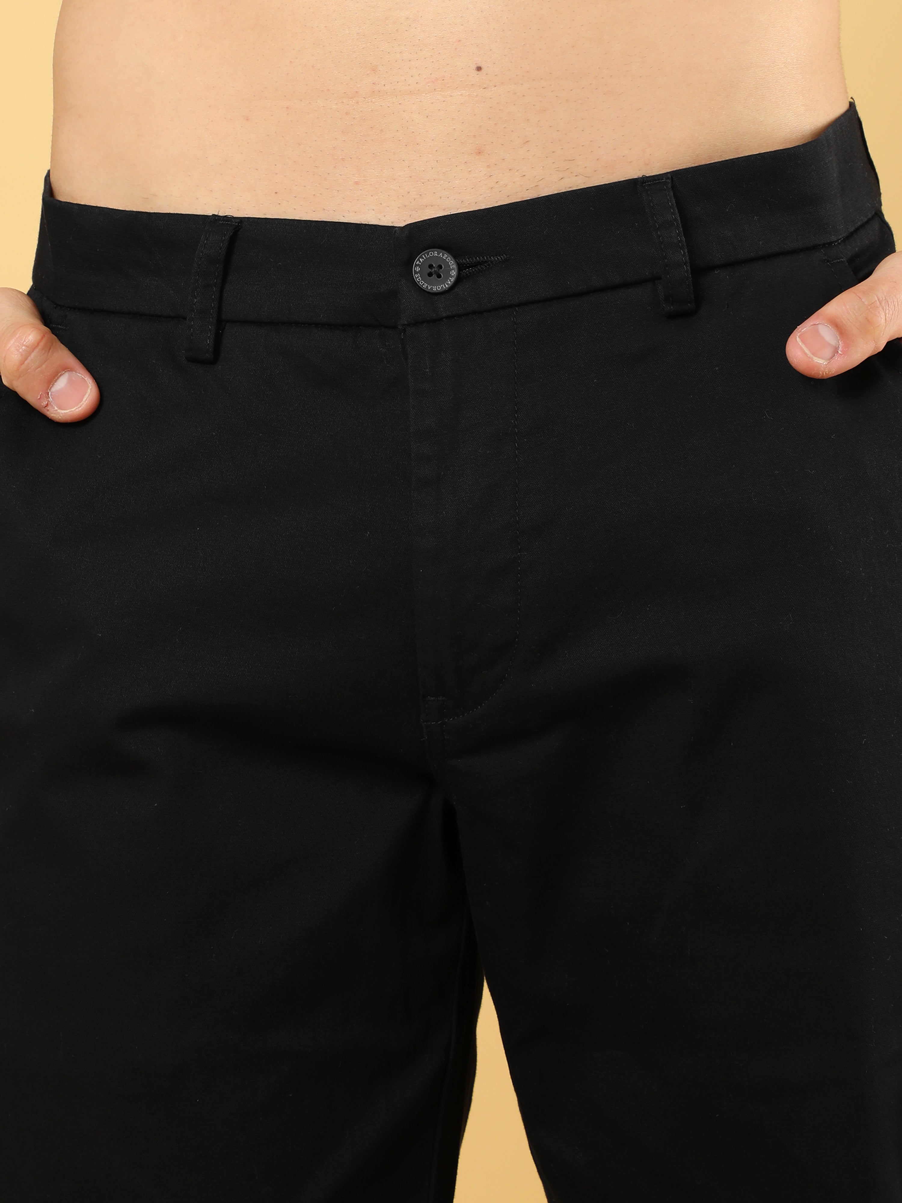 Cotton Dobby Baggy Fit Black Trouser
