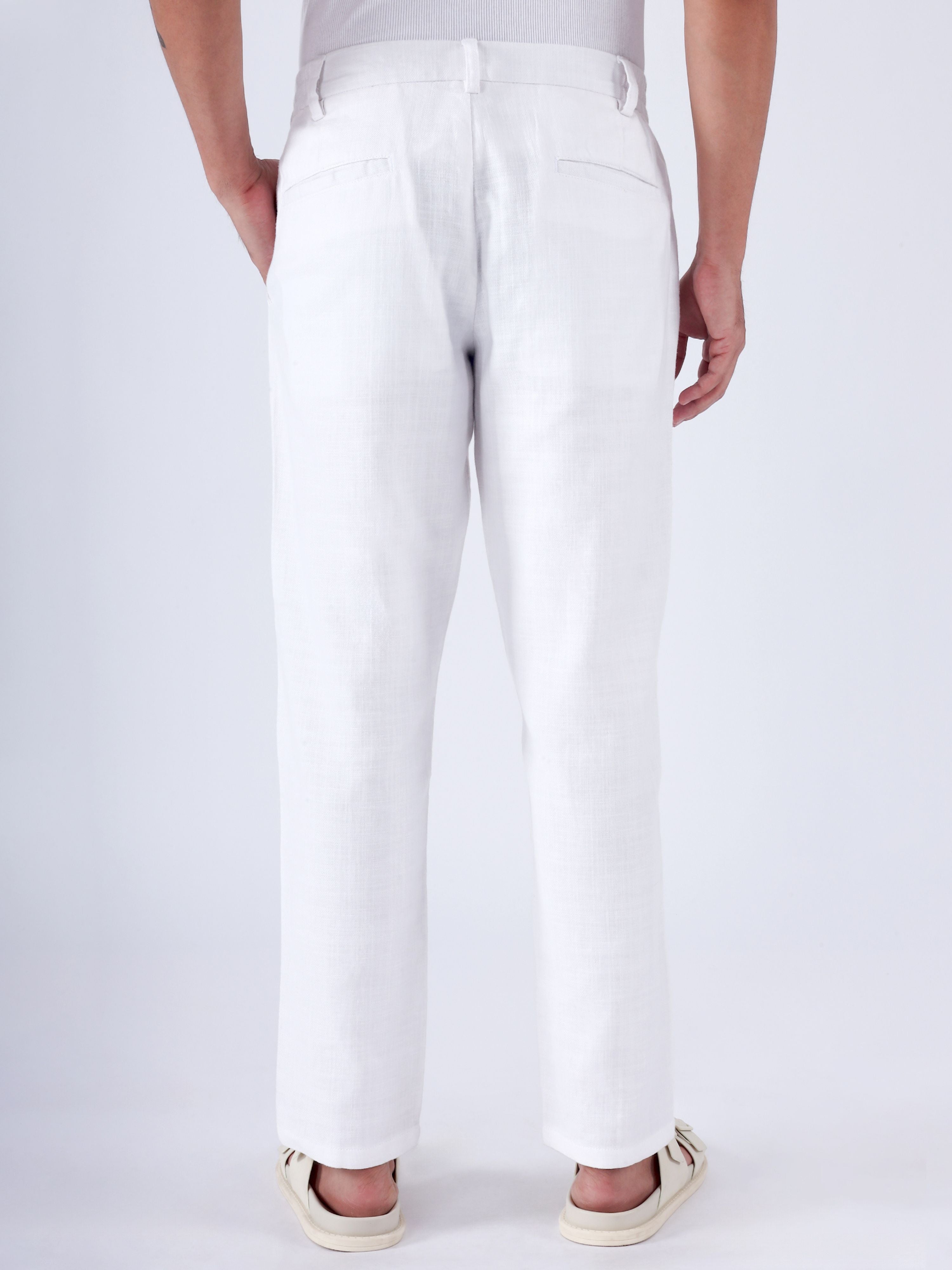 Premium Knitted Tailored Trousers In White