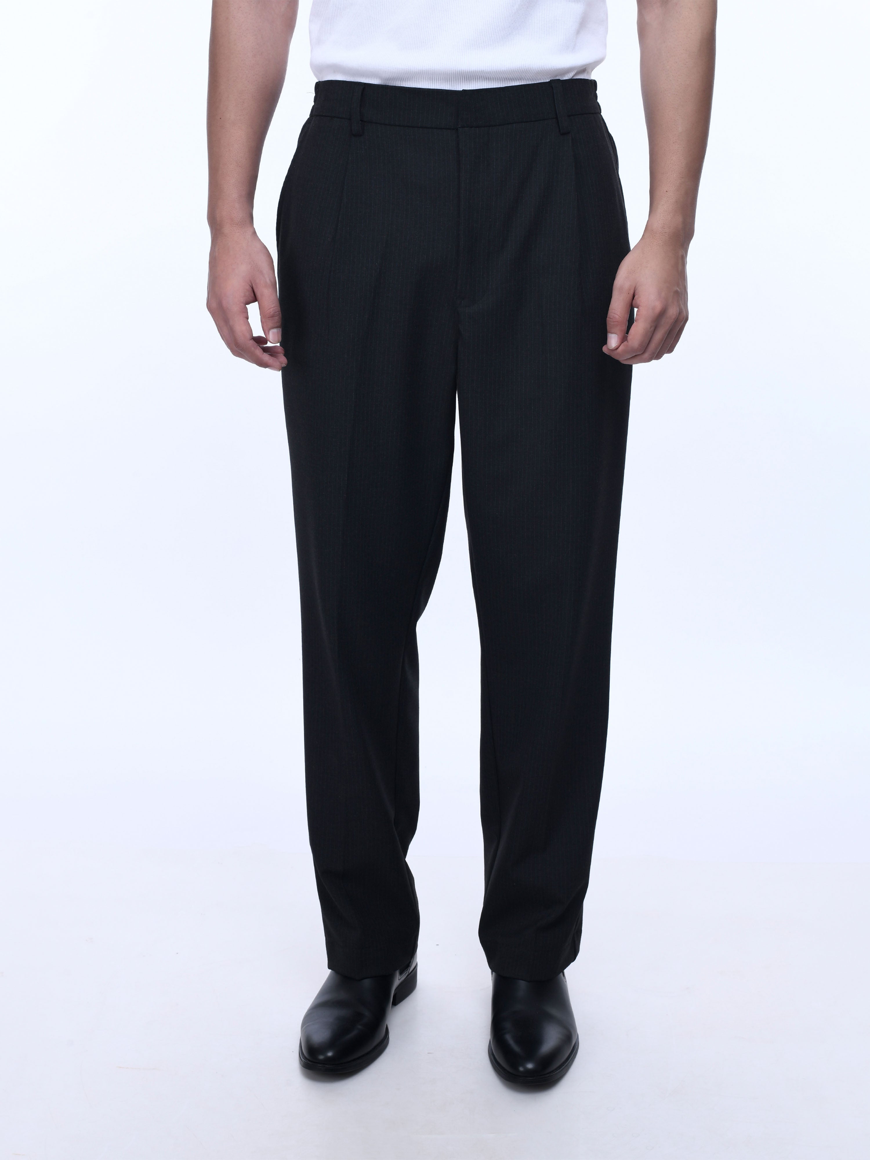Soft Miracle Black Striped Relaxed Pants