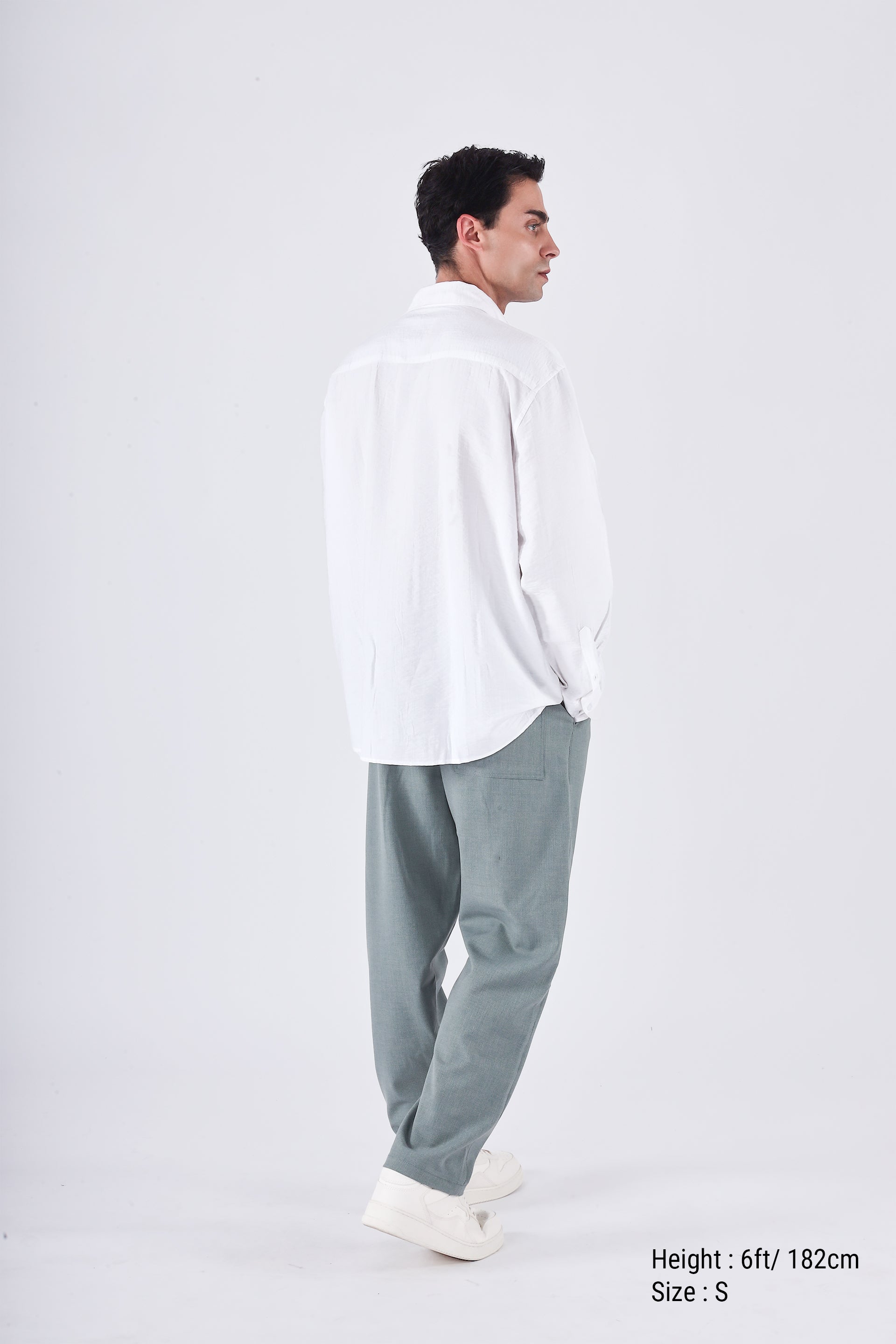 Relaxed Striped Drape Shirt In White