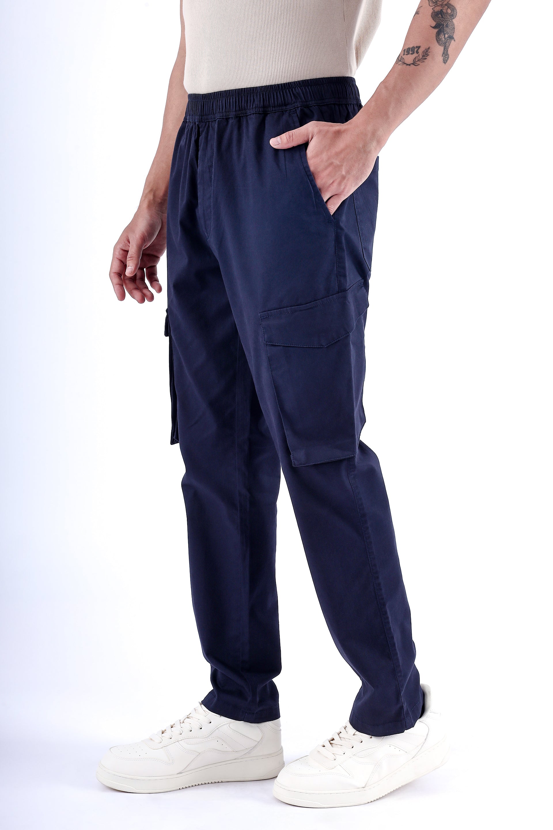 Feather Light Tailored Cargos In Blue