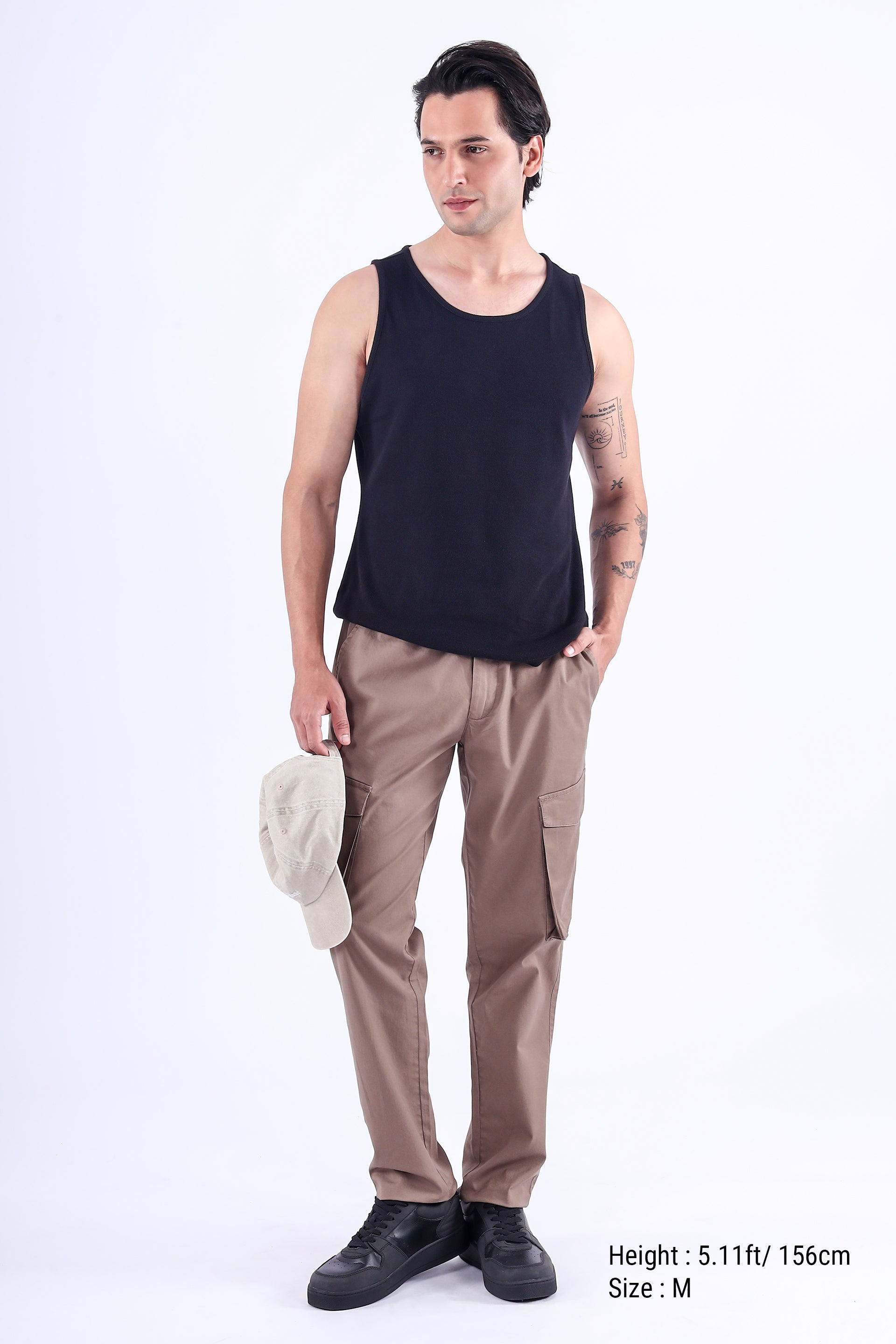 Feather Light Tailored Cargos In Khakhi