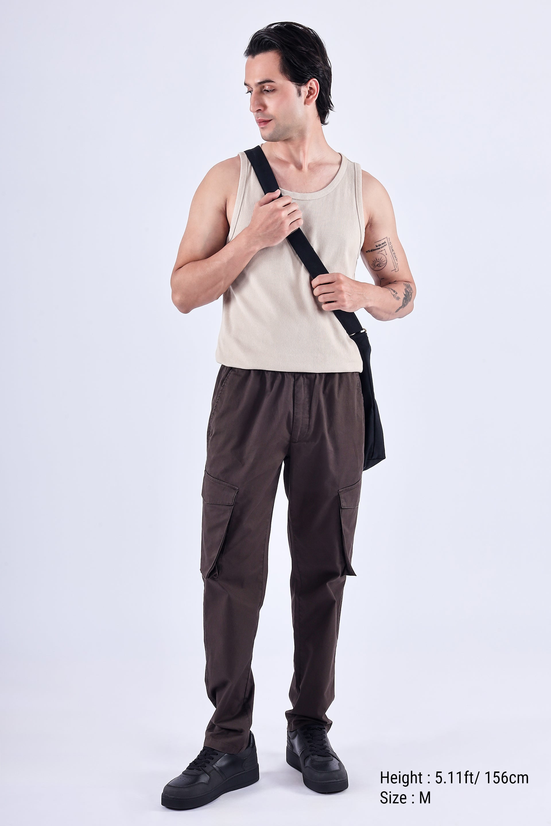 Feather Light Tailored Cargos In Brown