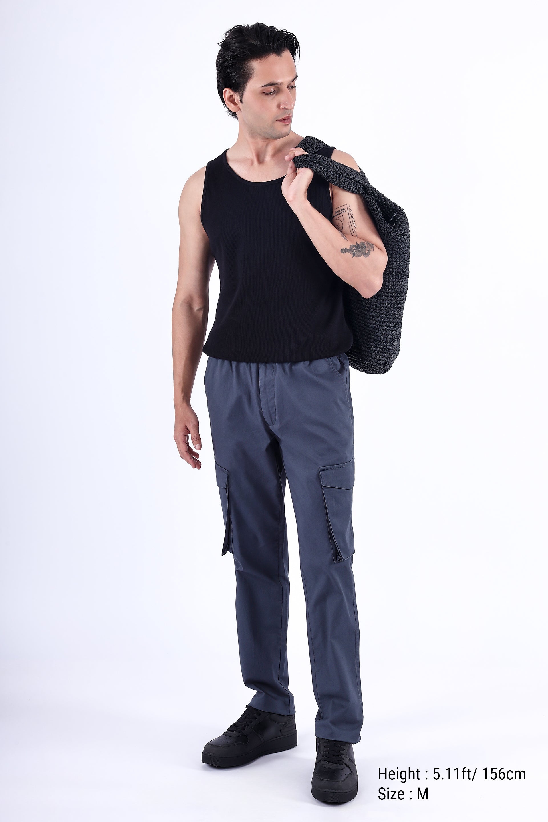 Feather Light Tailored Cargos In Grey