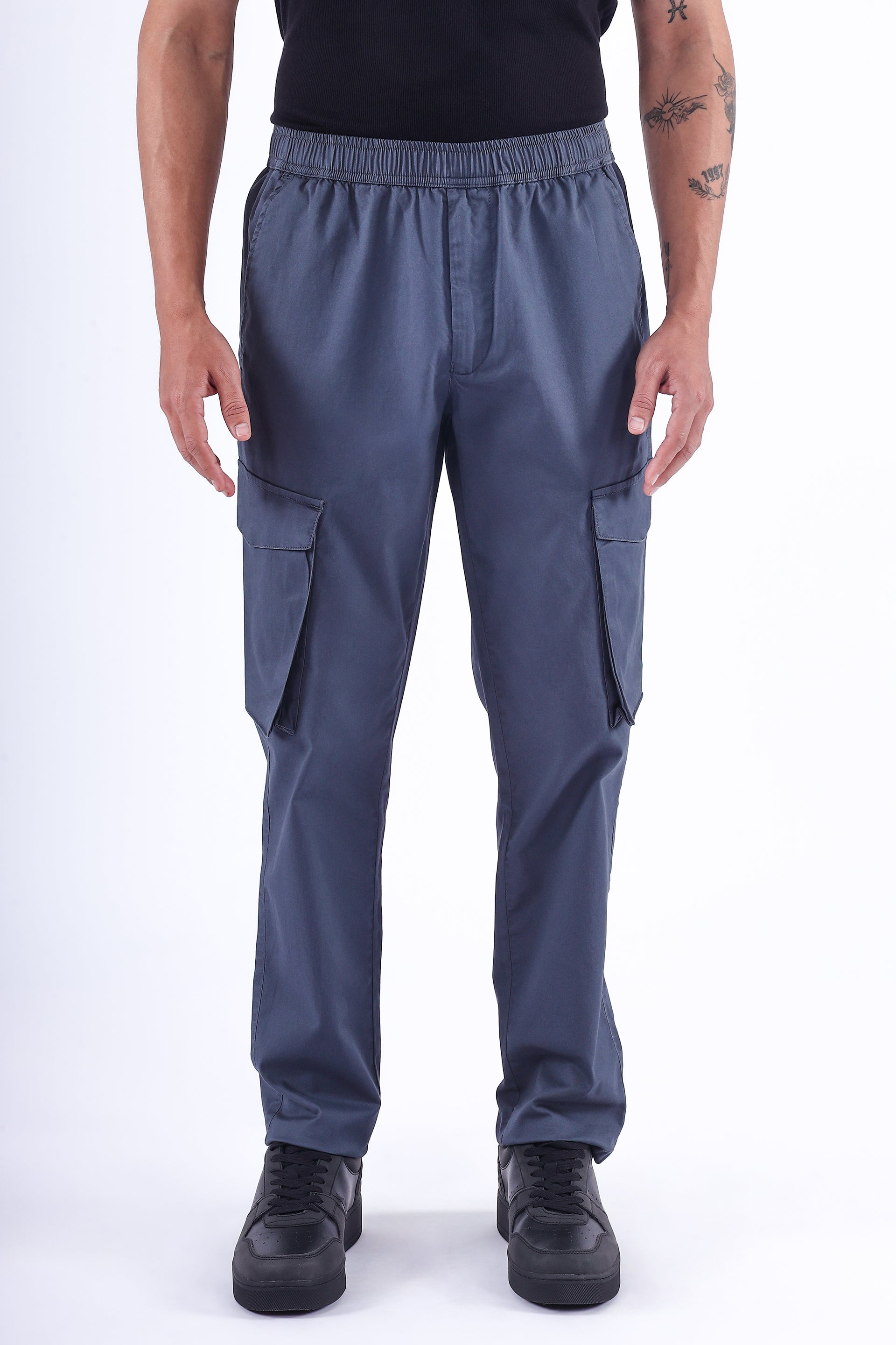 Feather Light Tailored Cargos In Grey