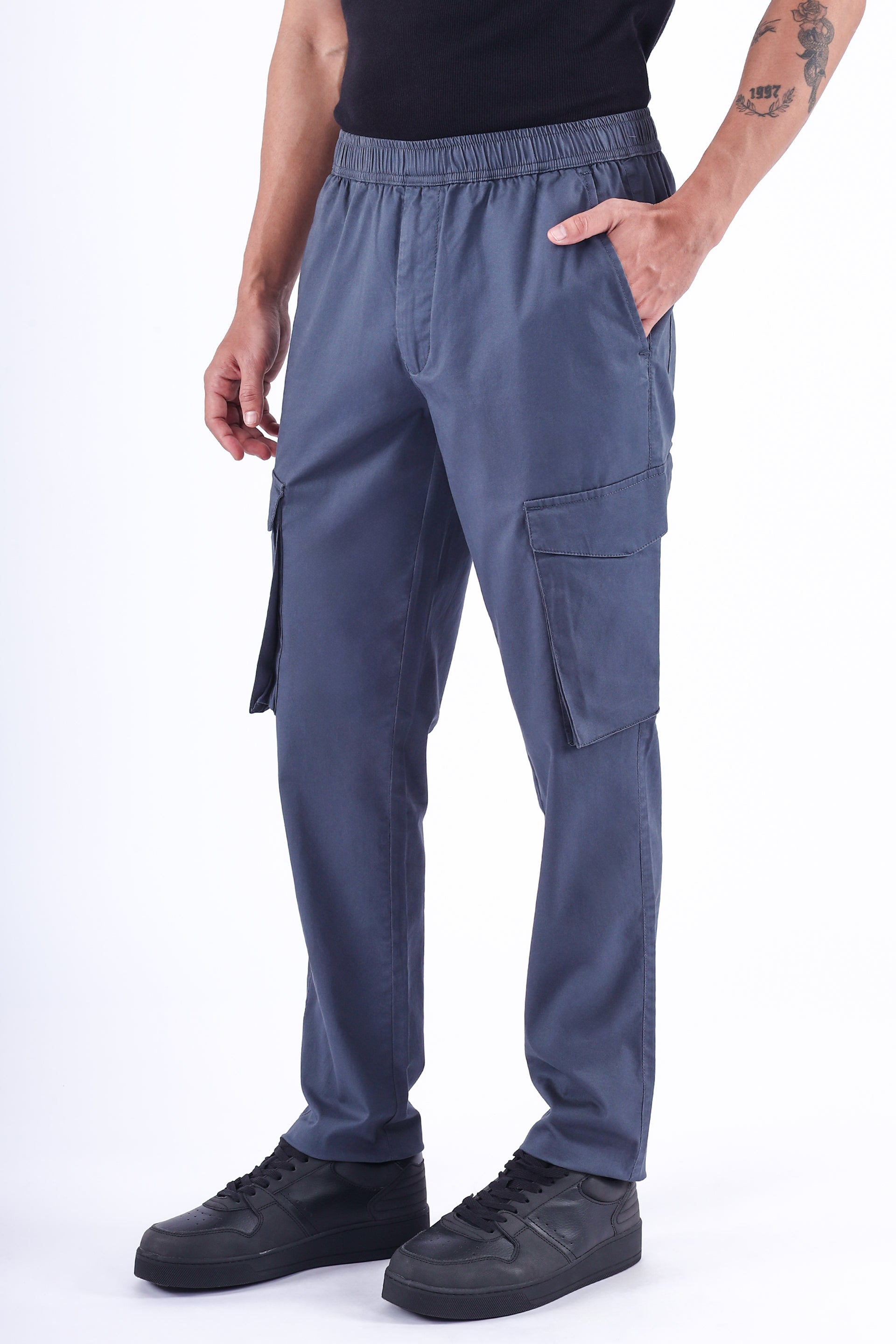Feather Light Tailored Cargos In Grey