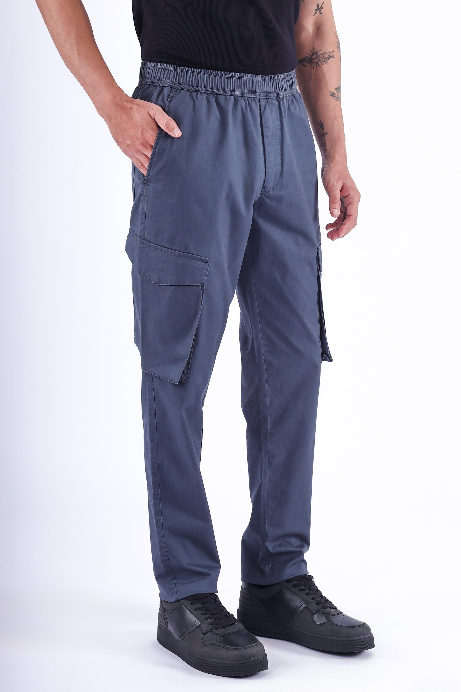 Feather Light Tailored Cargos In Grey