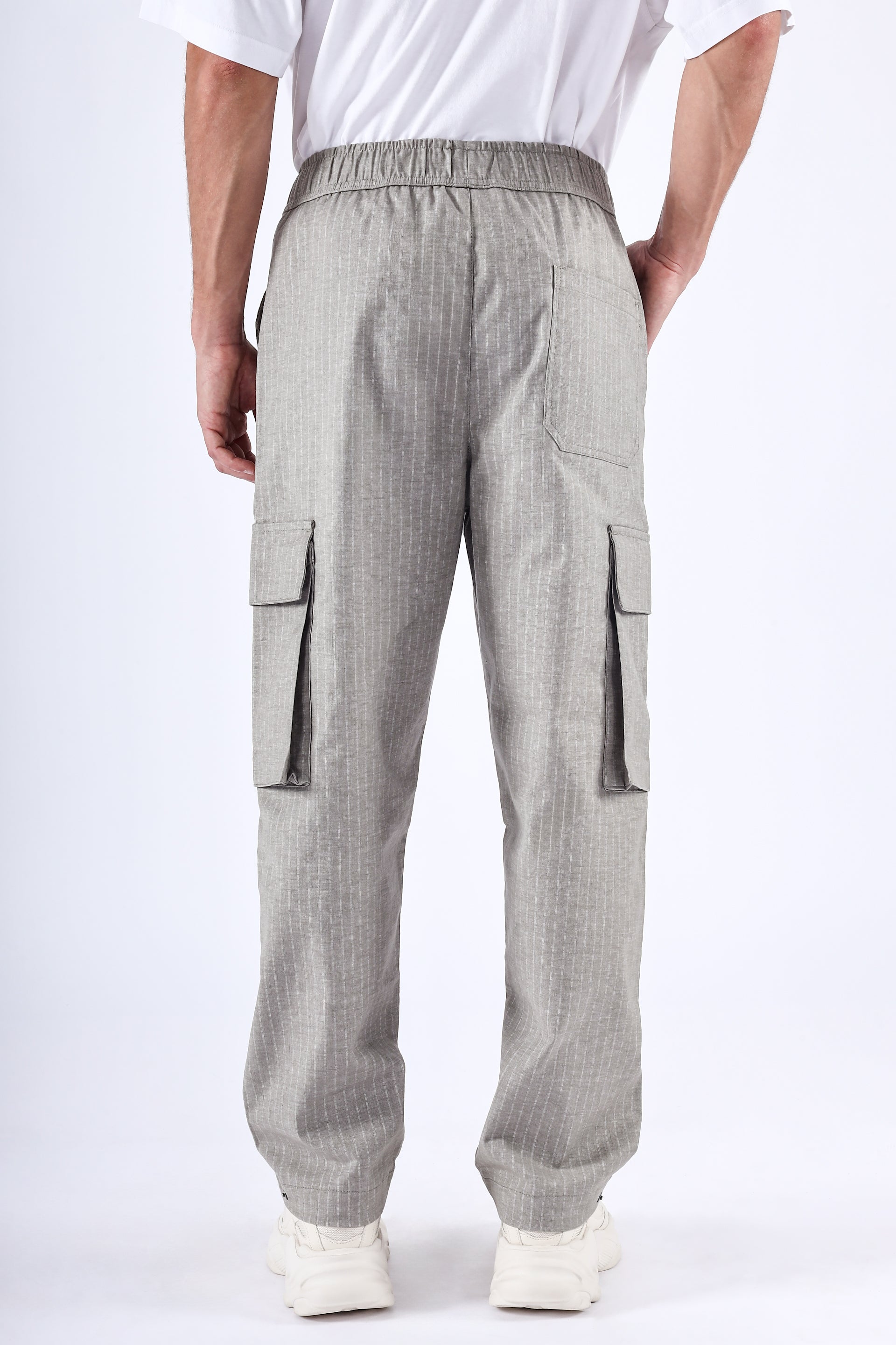 Air Striped Relaxed Cargos In Grey