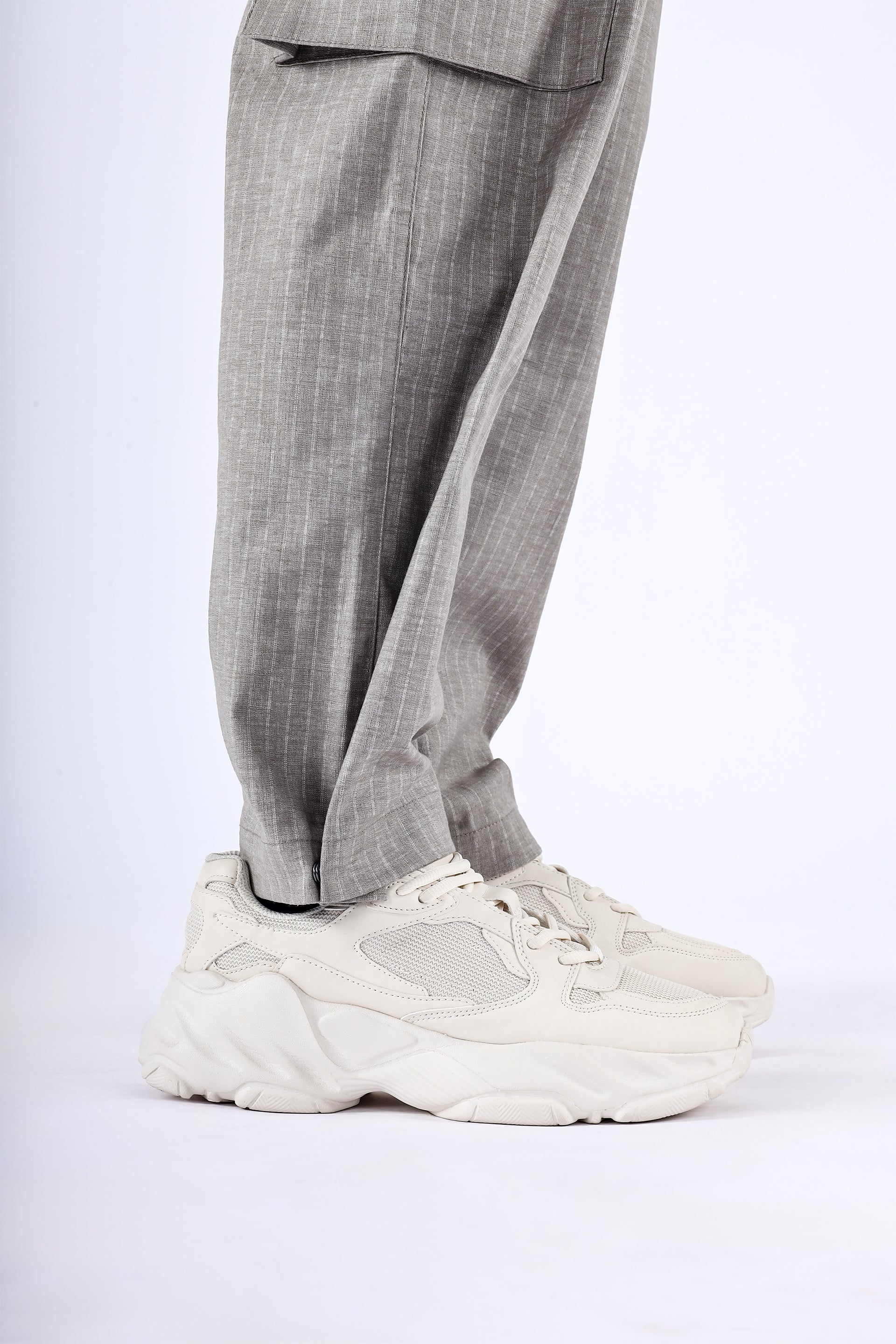 Air Striped Relaxed Cargos In Grey
