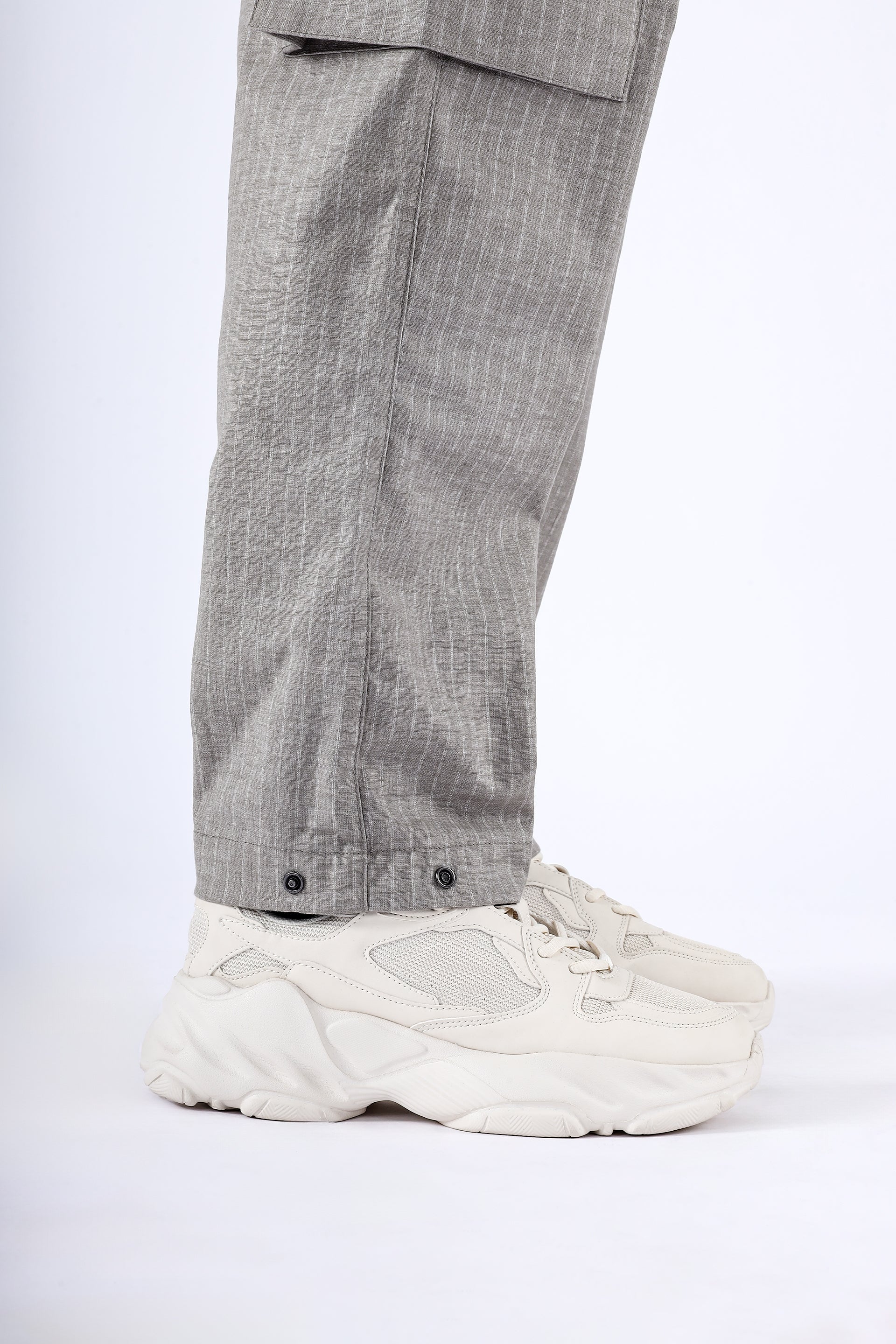 Air Striped Relaxed Cargos In Grey