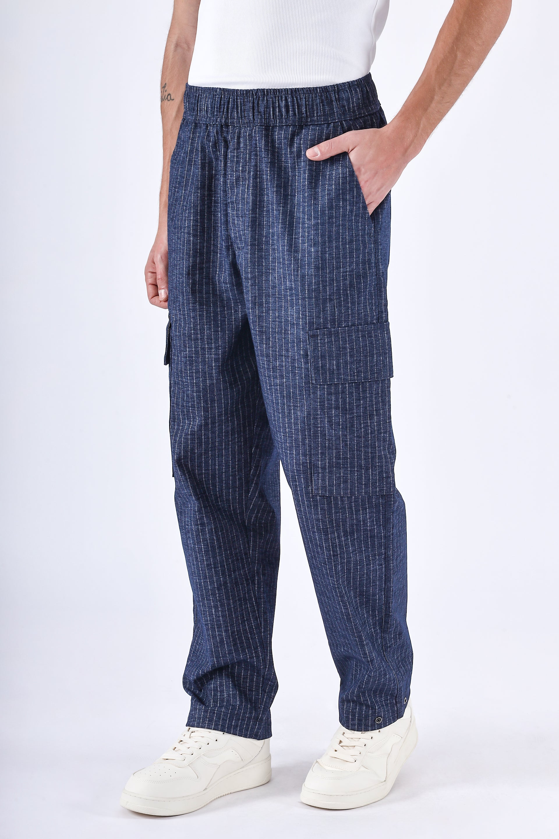 Air Striped Relaxed Cargos In Navy