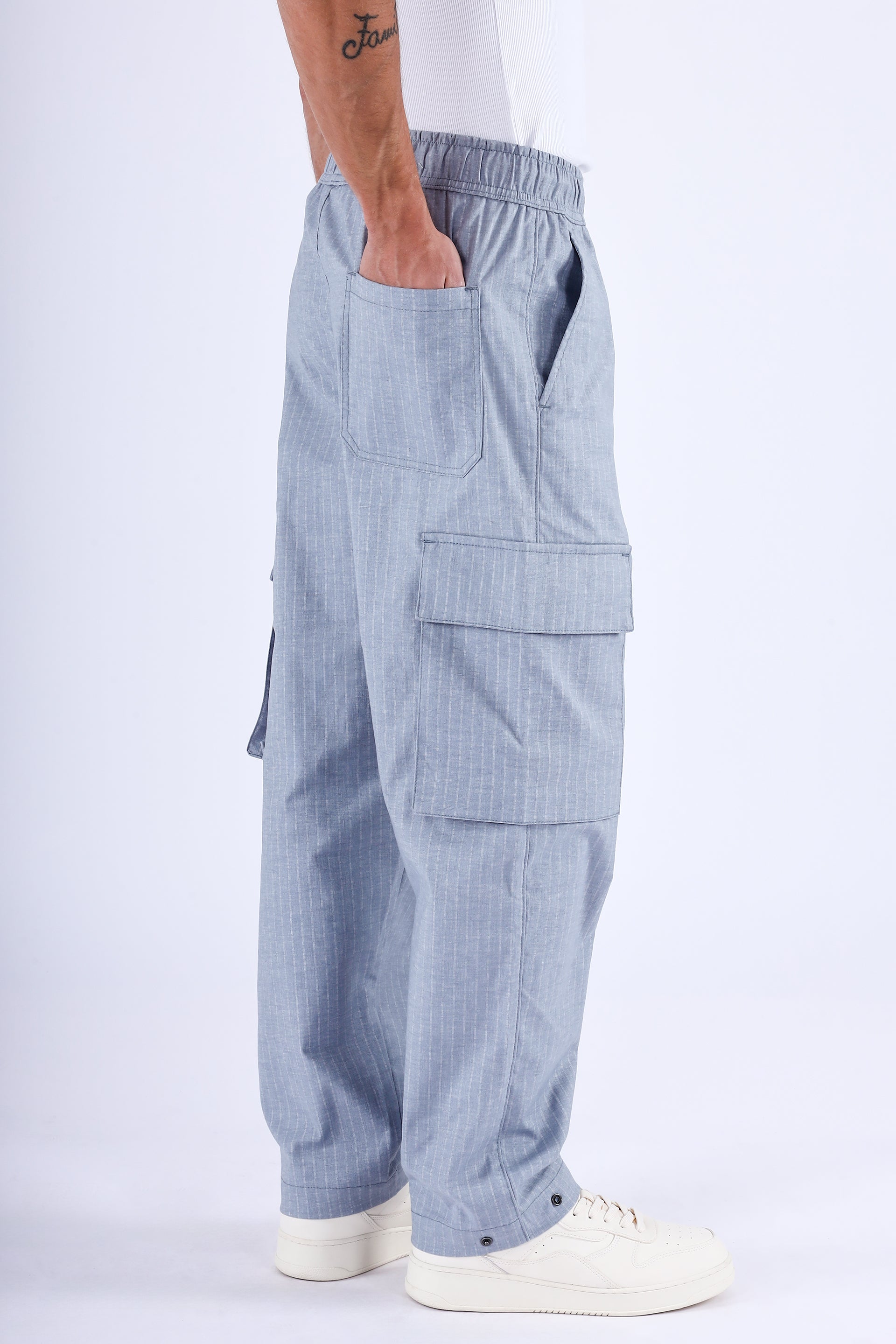 Air Striped Relaxed Cargos In Blue