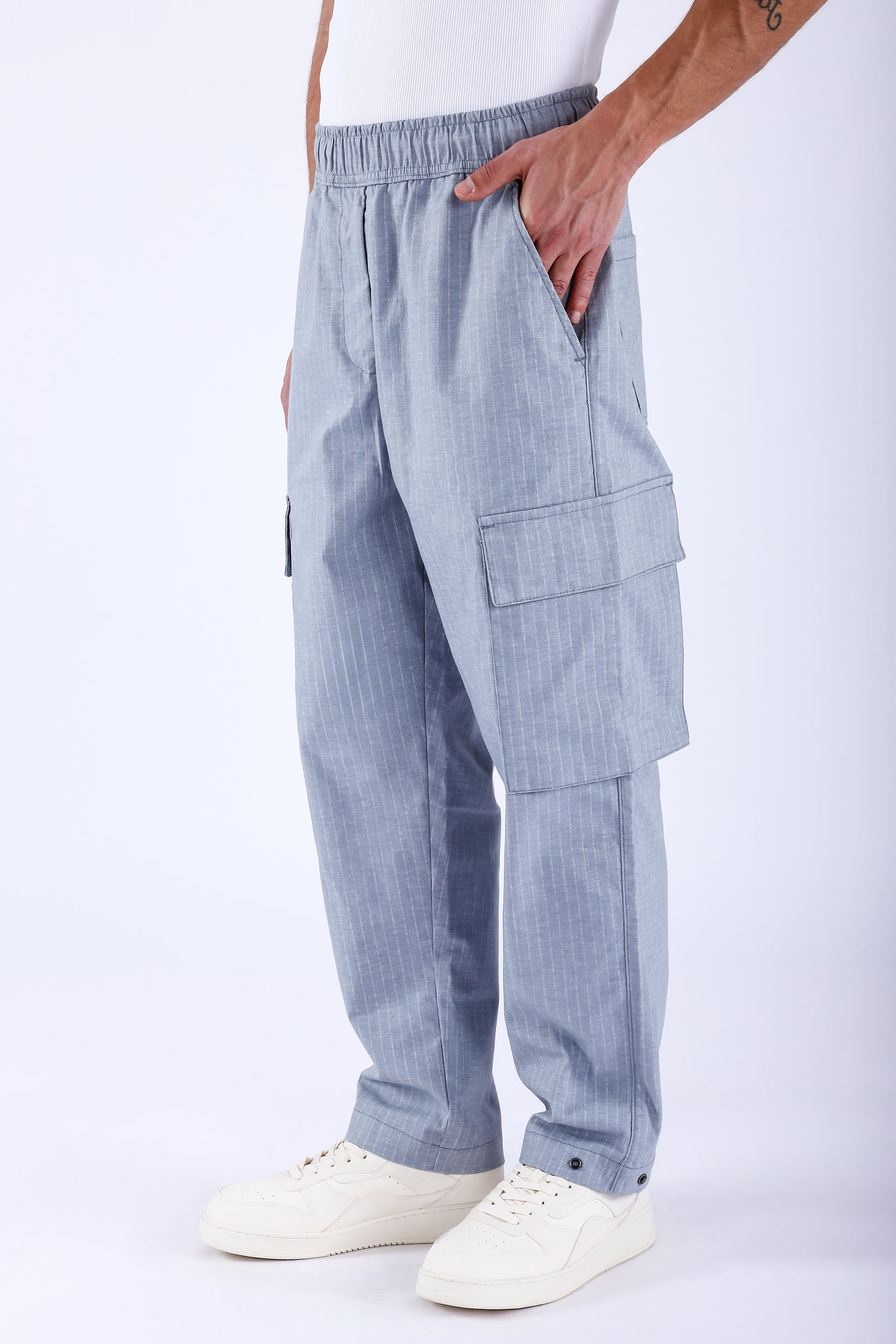 Air Striped Relaxed Cargos In Blue