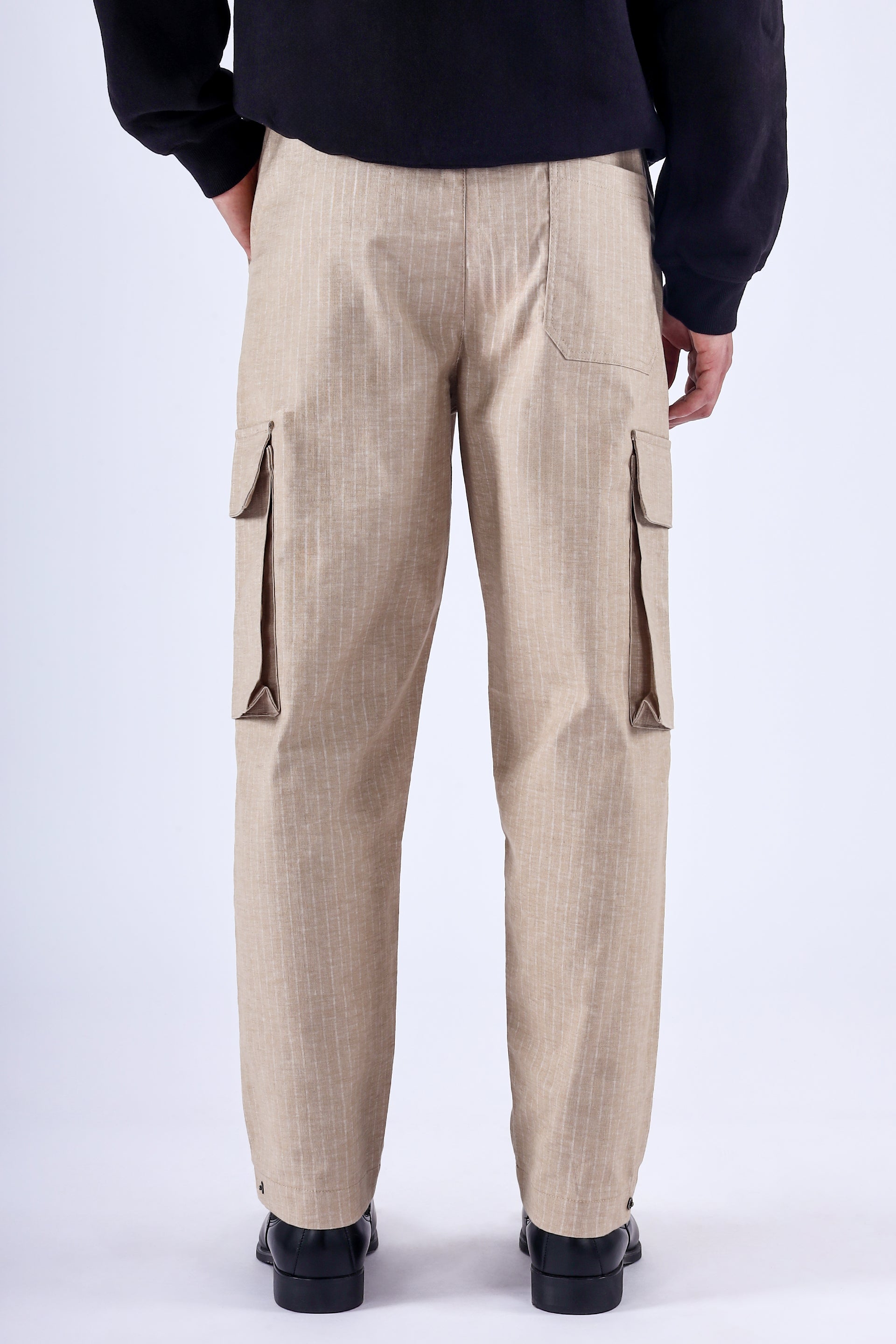 Air Striped Relaxed Cargos In Beige