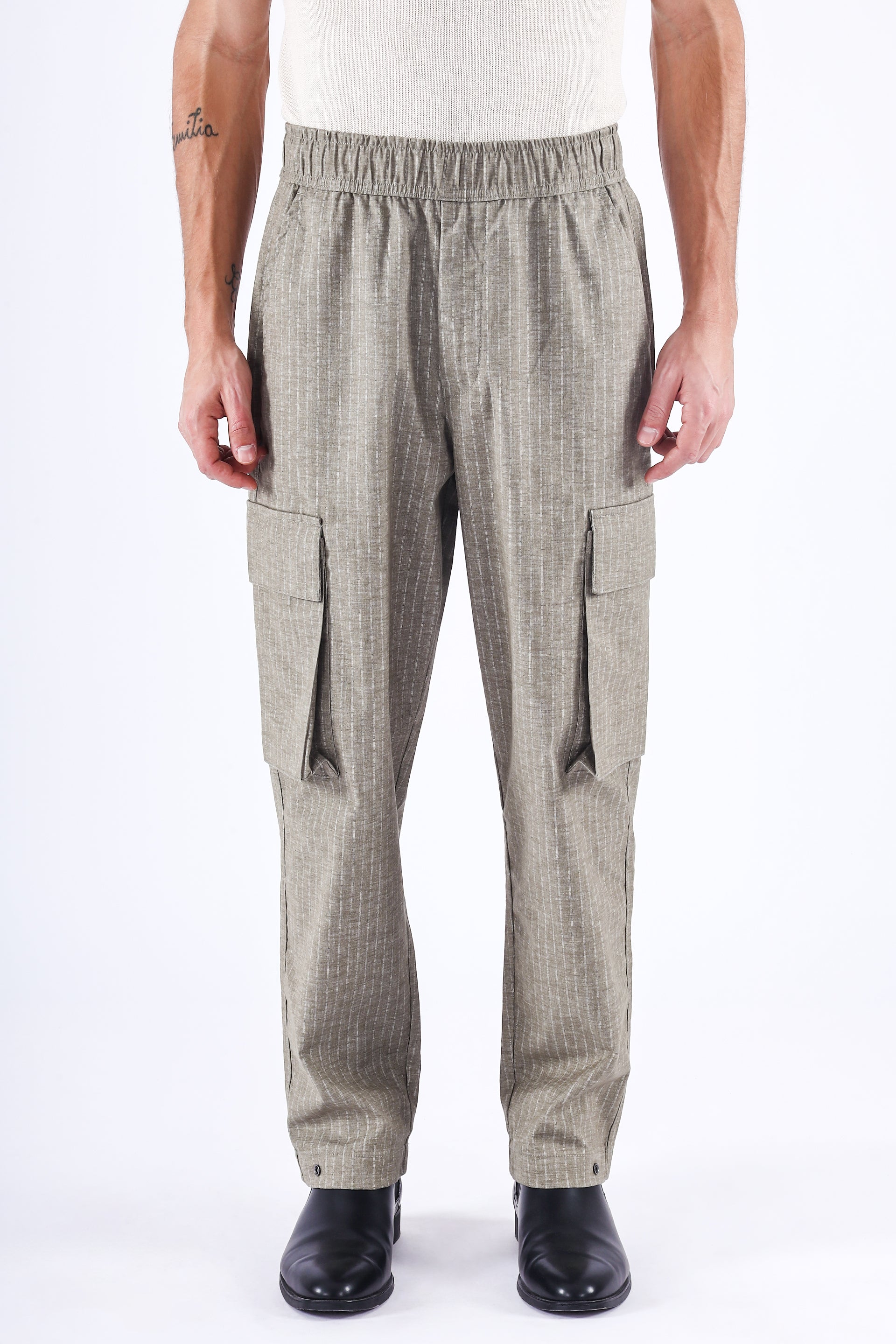 Air Striped Relaxed Cargos In Green