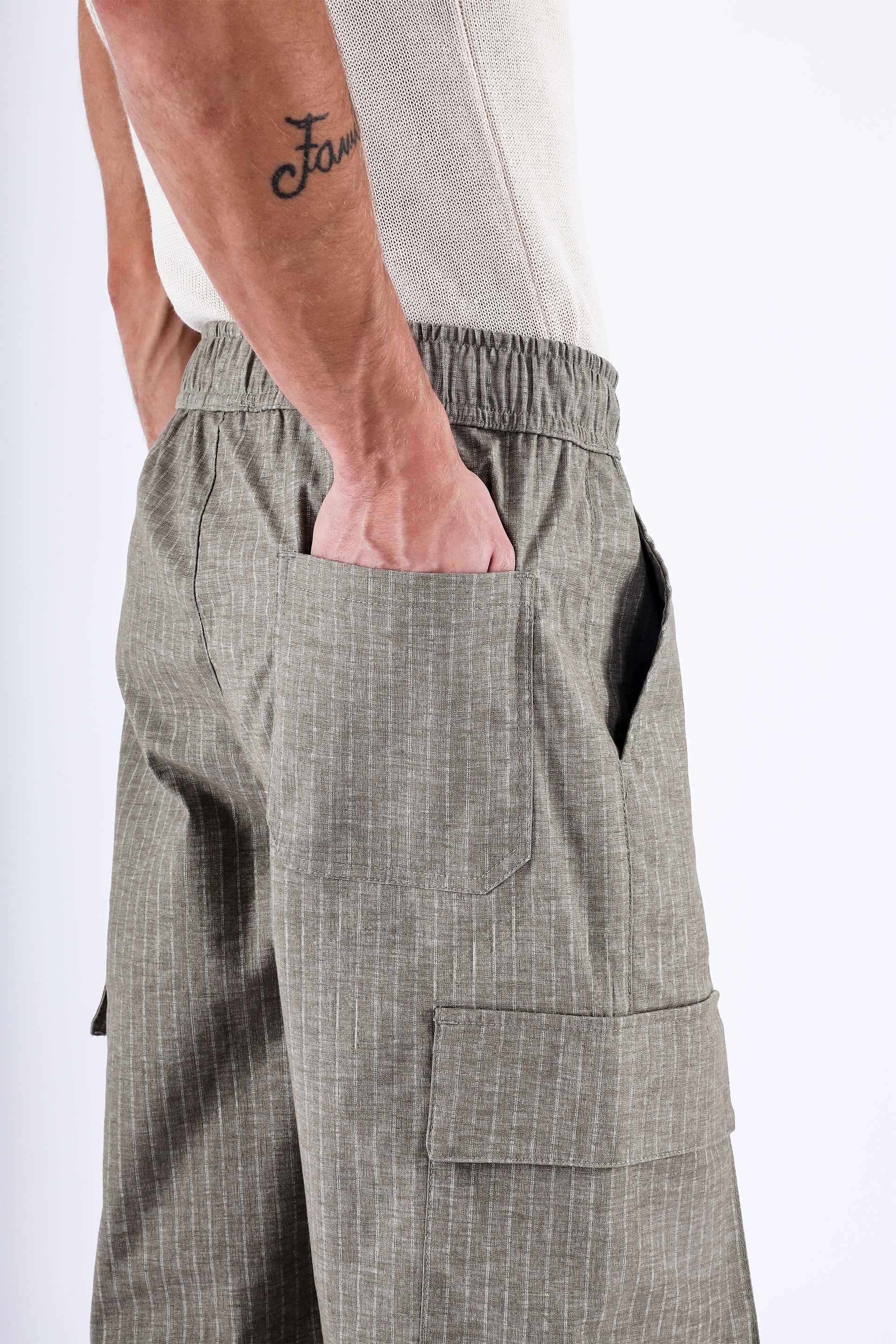 Air Striped Relaxed Cargos In Green