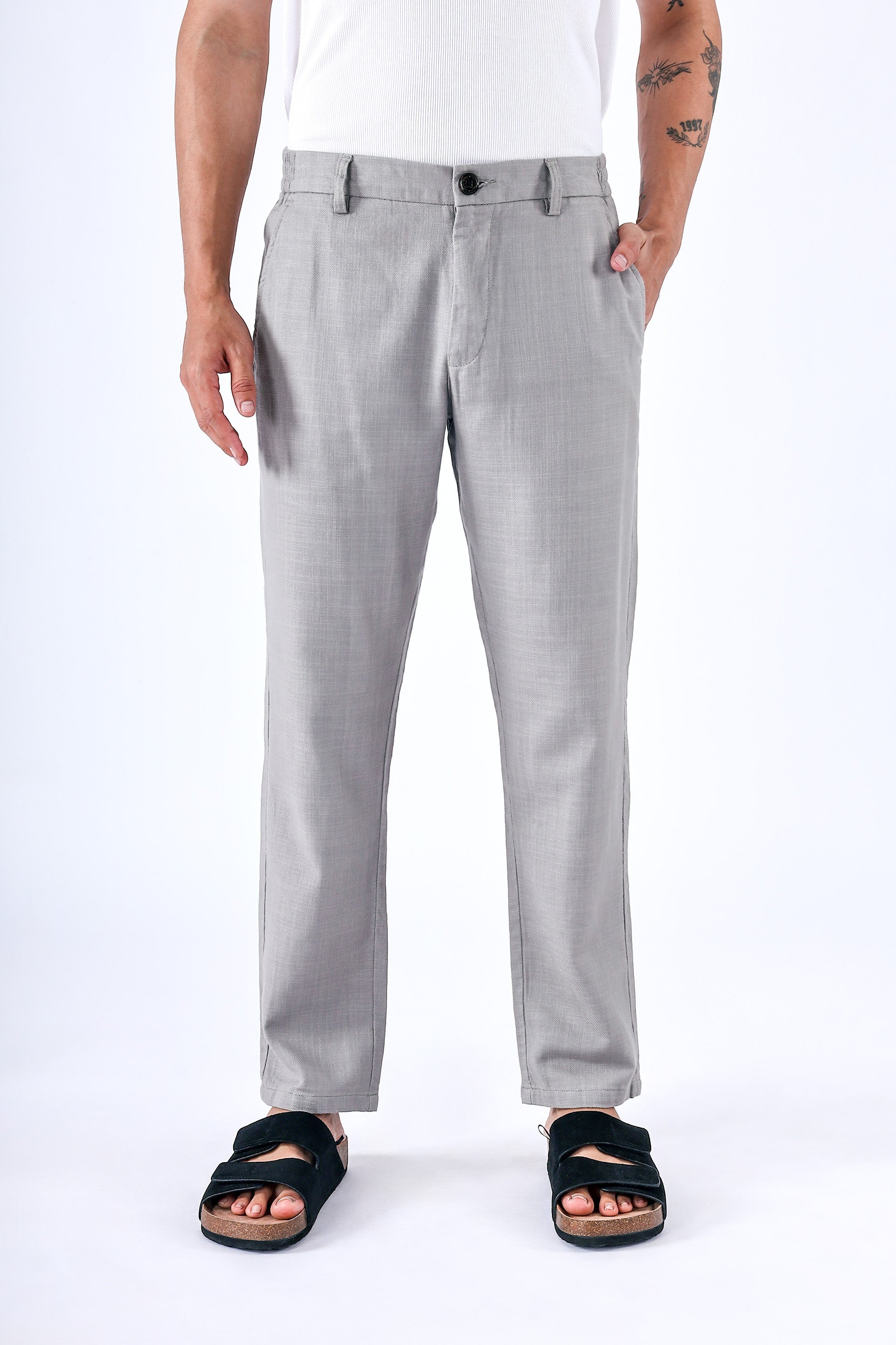 Premium Knitted Tailored Trousers In Grey
