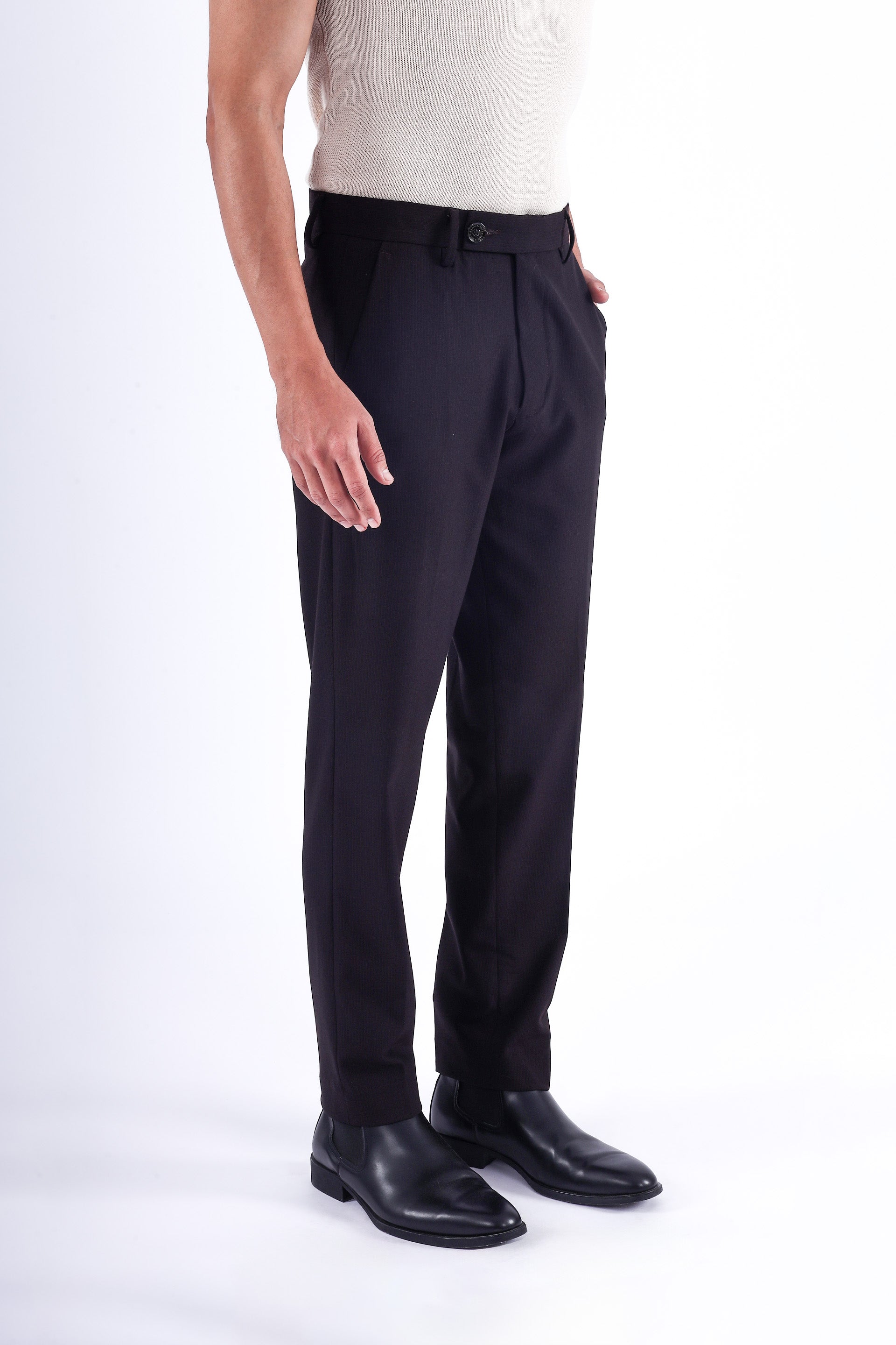 Stretch Easy Striped Formal Pants In Wine
