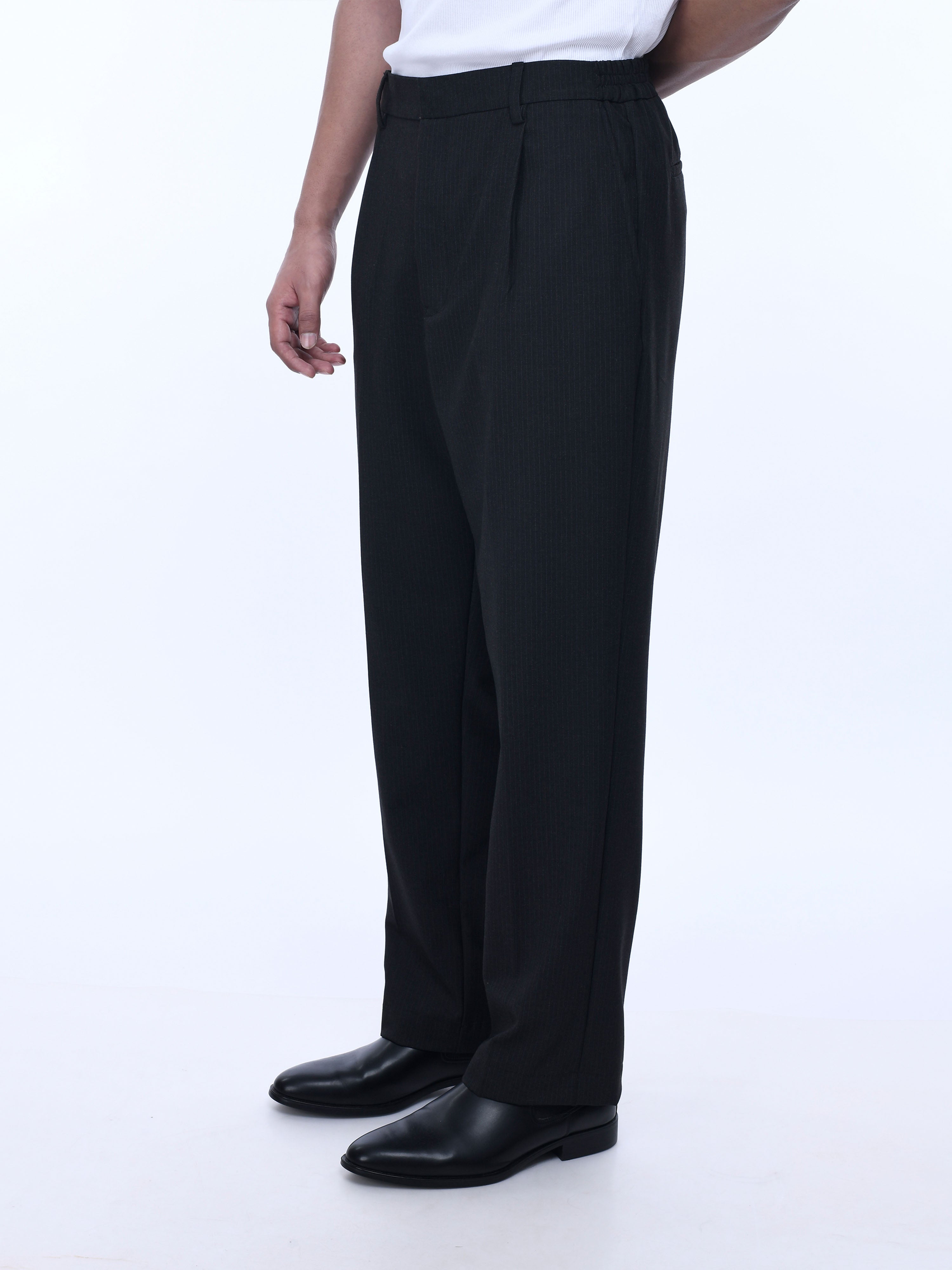 Soft Miracle Black Striped Relaxed Pants