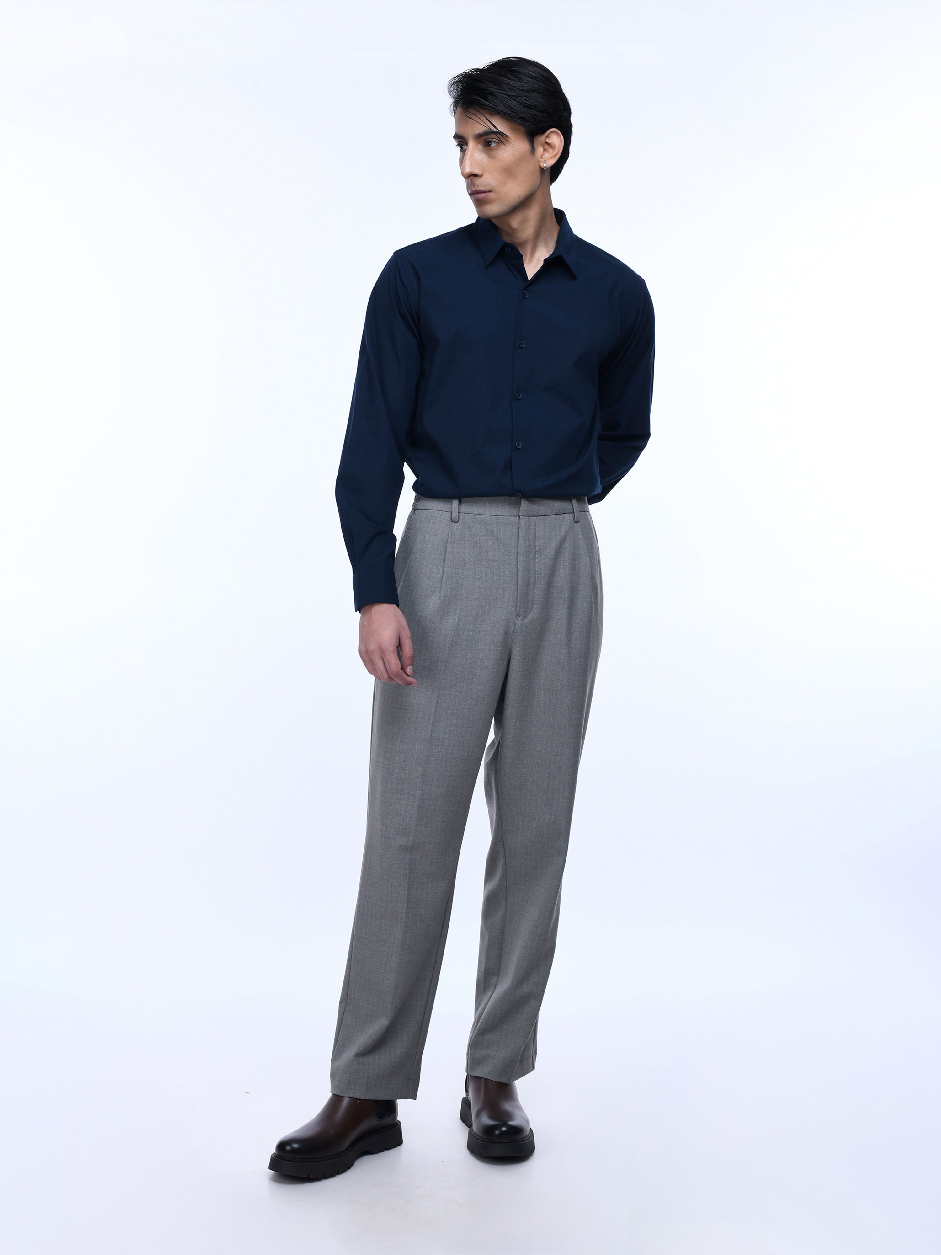 Soft Miracle Dark Grey Striped Relaxed Pants