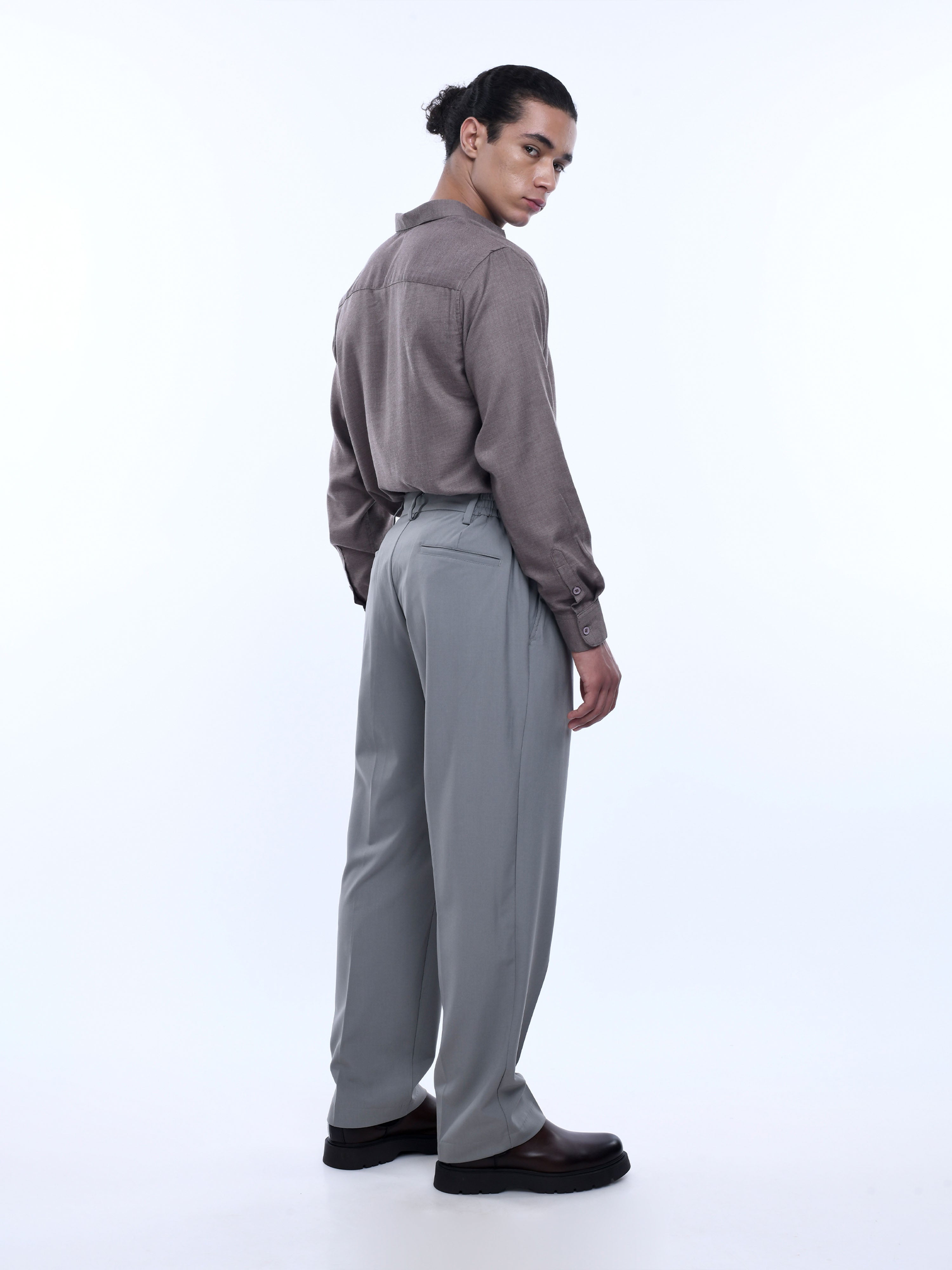 Grey Men Loose Fit Cargo Trouser