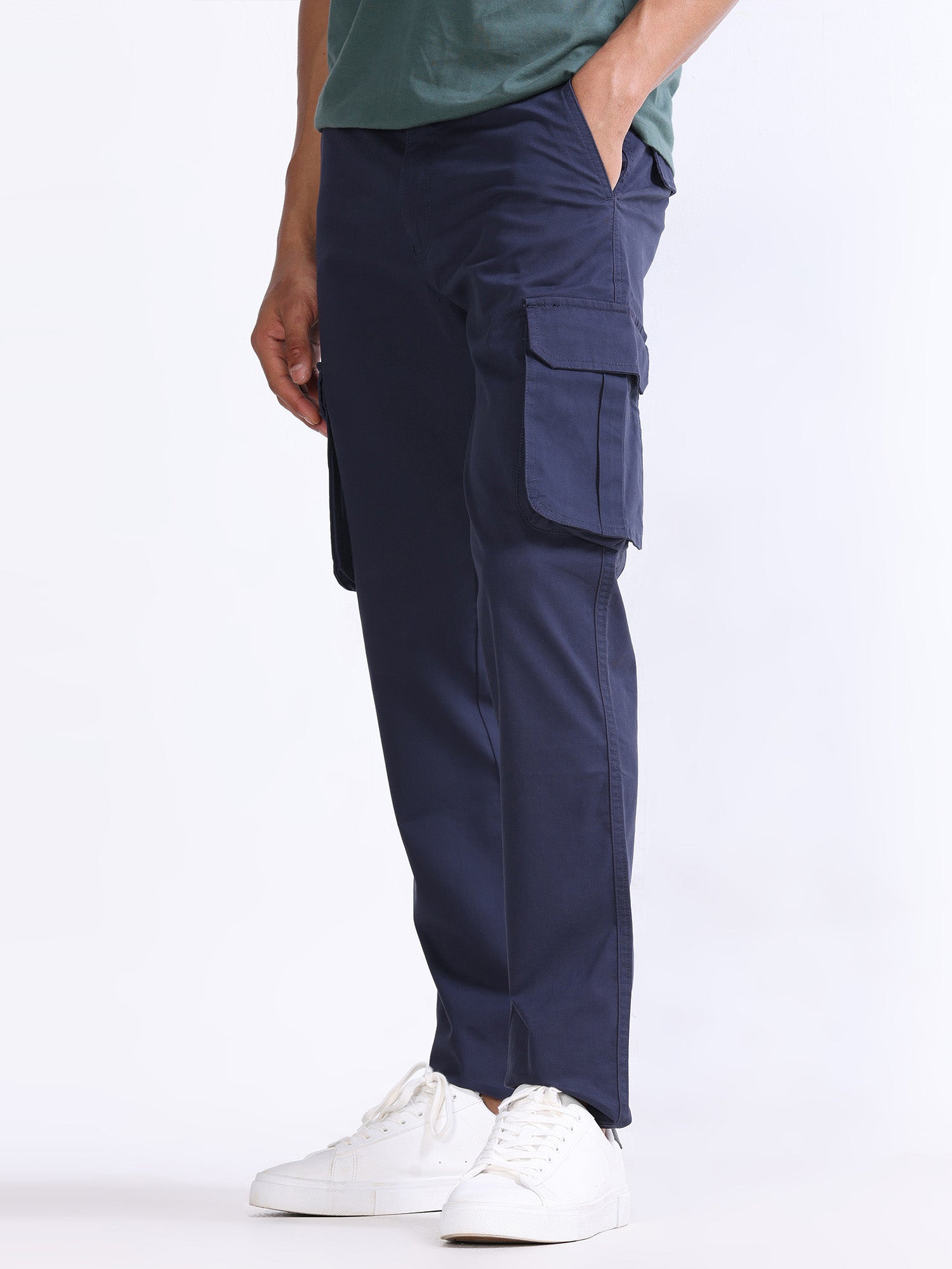 Buy trendy navy blue cargo pants online in india