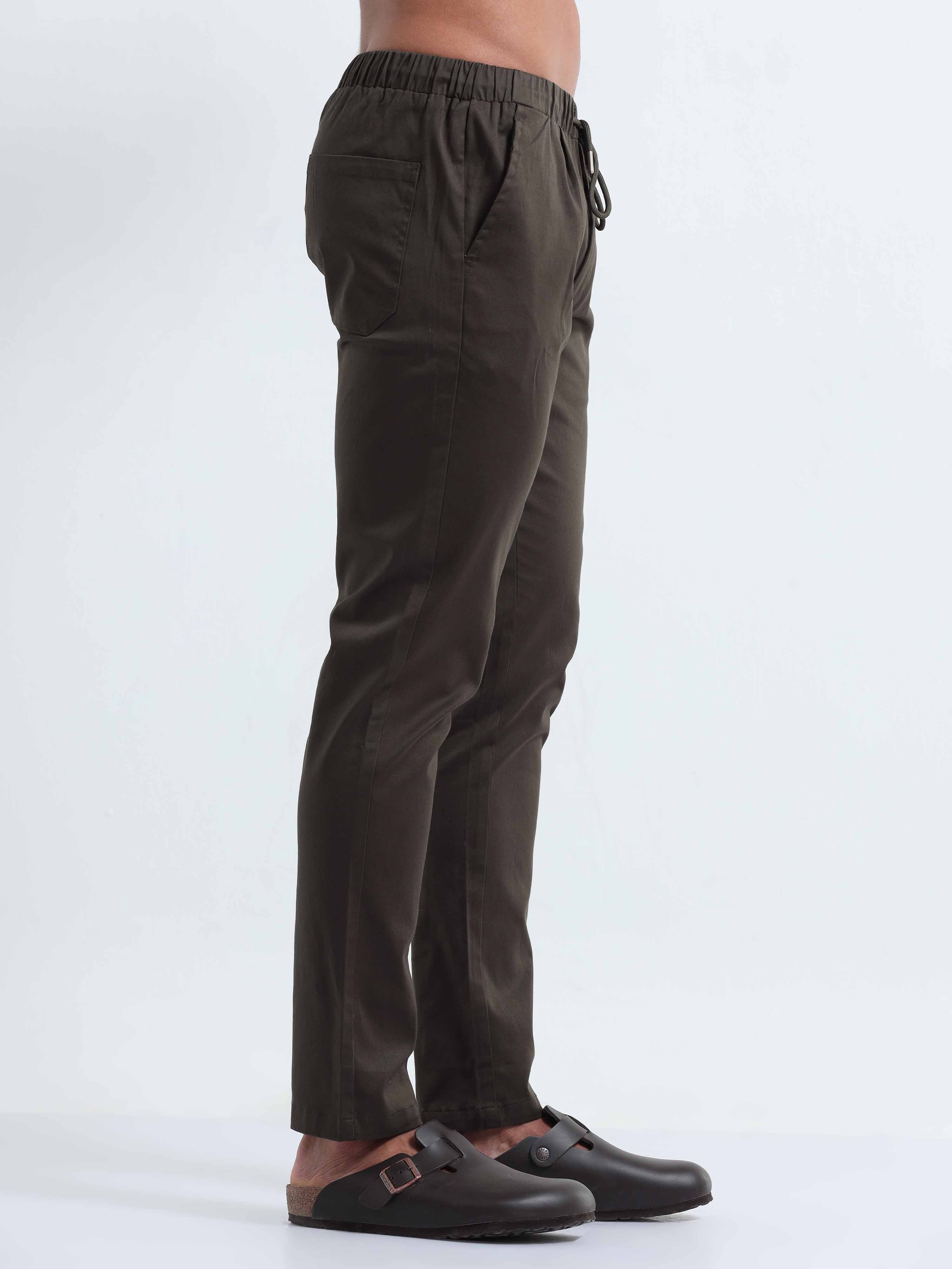 Rich Cotton Olive Ankle Pant for Men