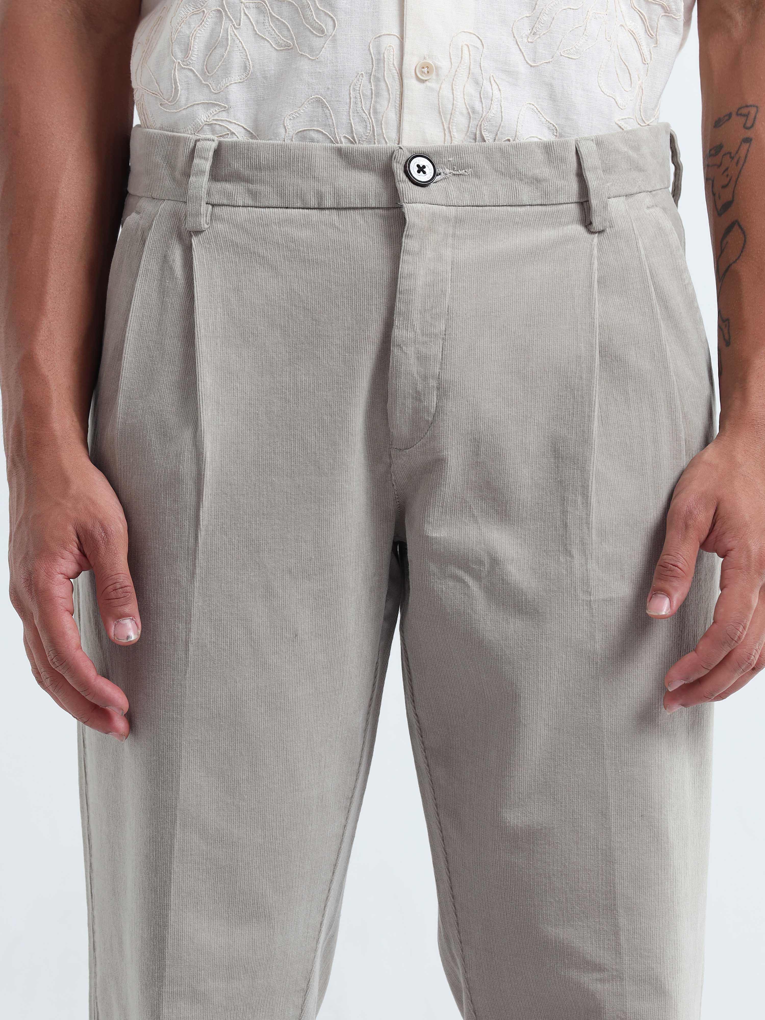 Mens Grey Corduroy Pants