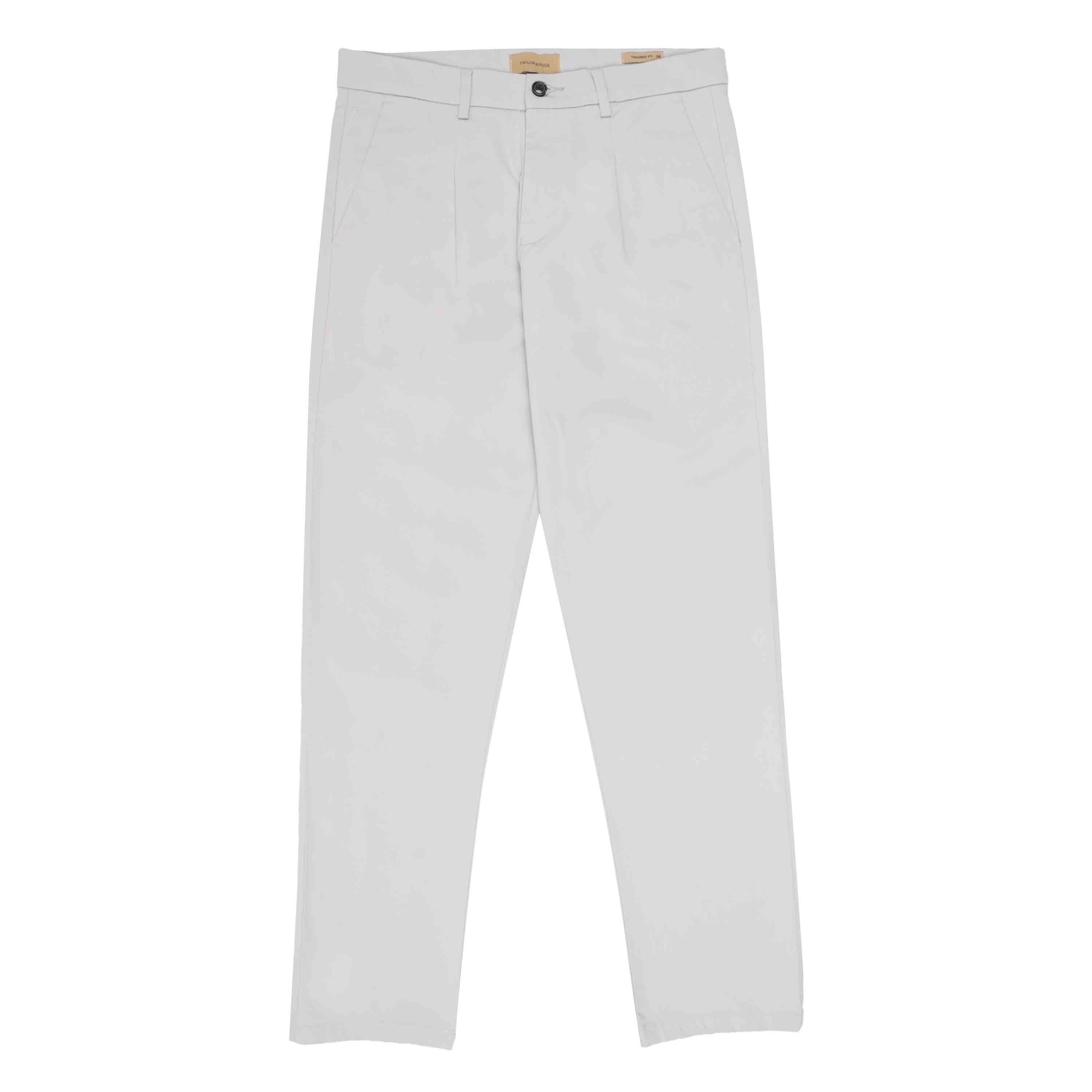 Essential Pleated Powder White Fine Twill Pant