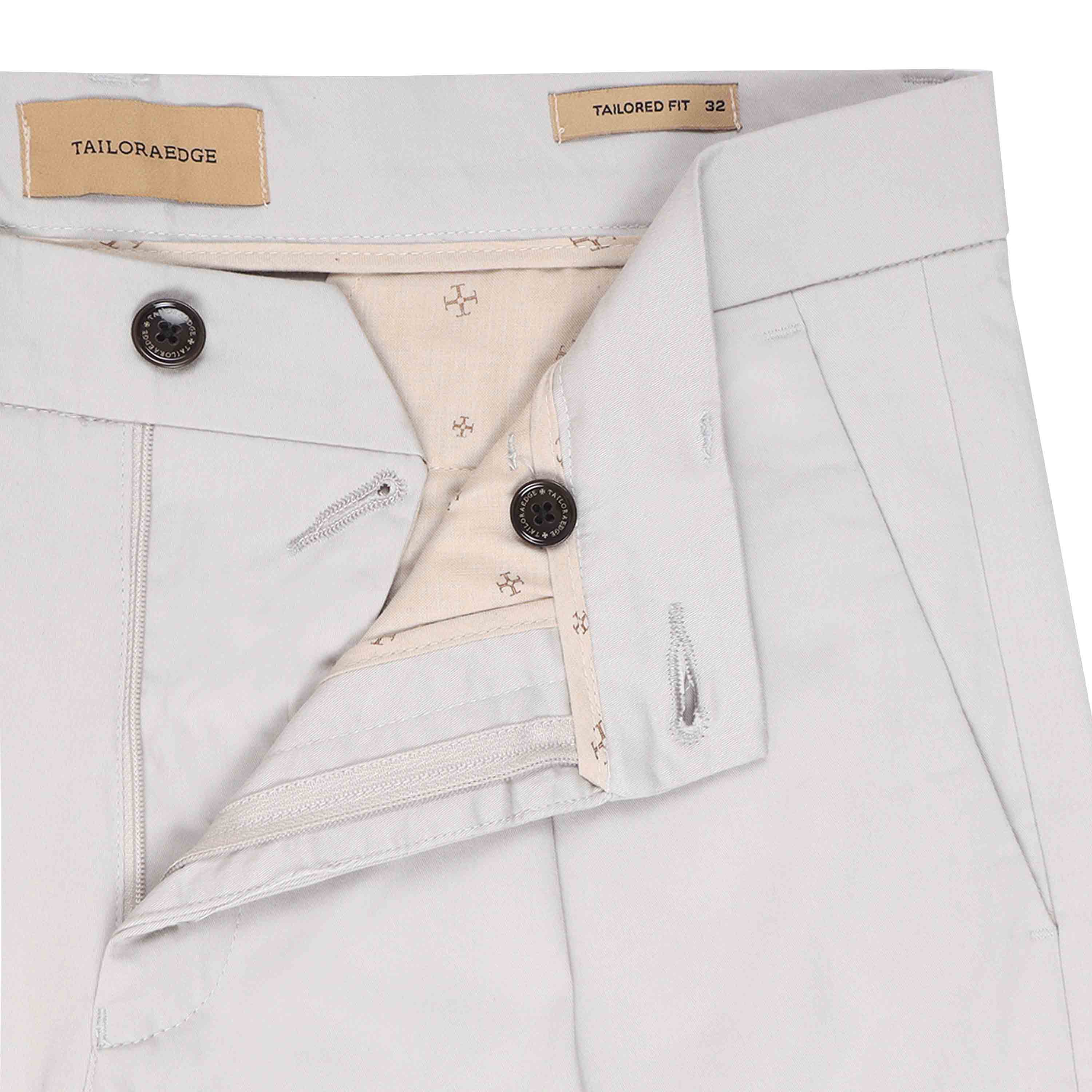 Essential Pleated Powder White Fine Twill Pant
