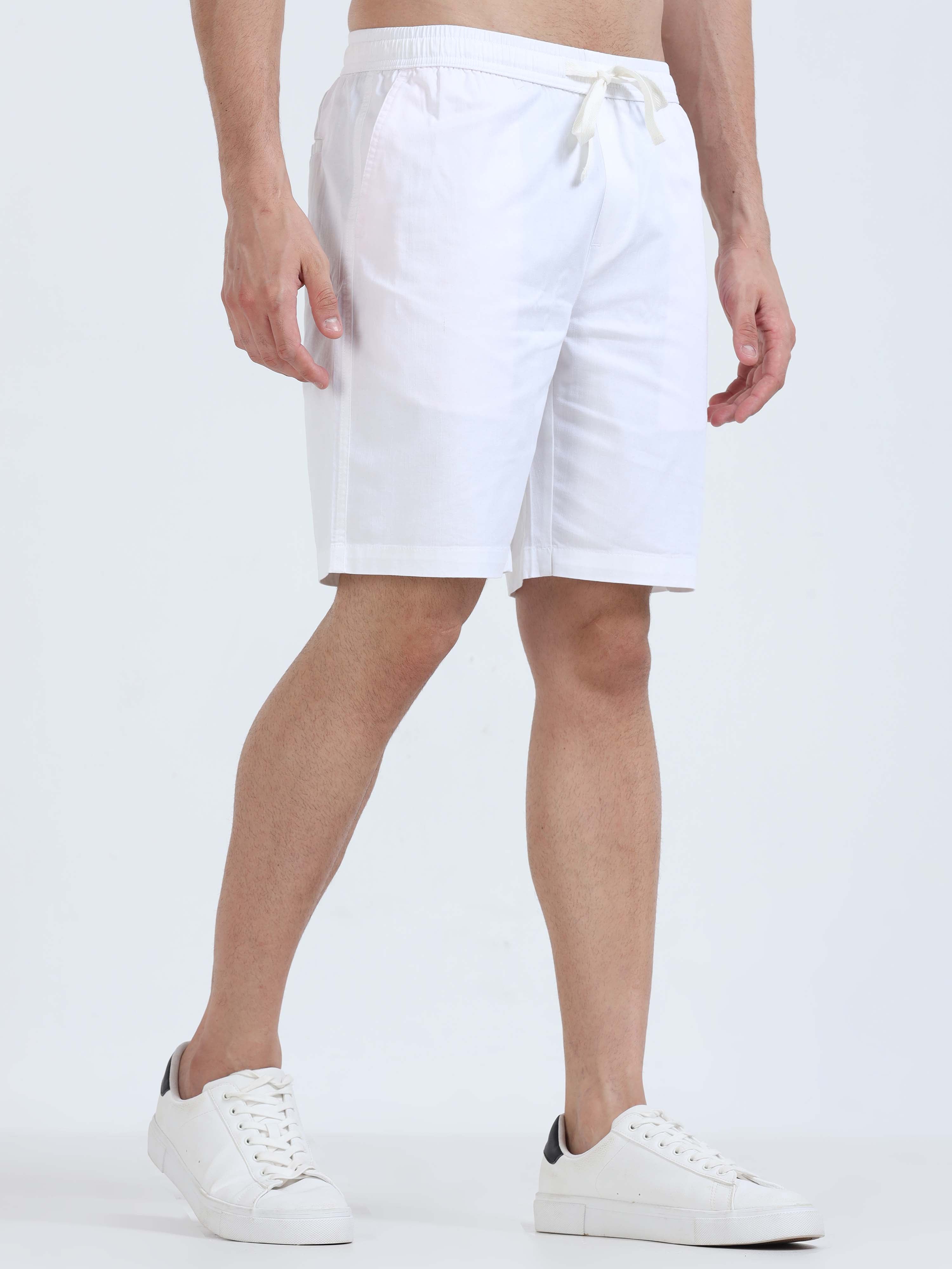 Soft Cotton White Basic Shorts