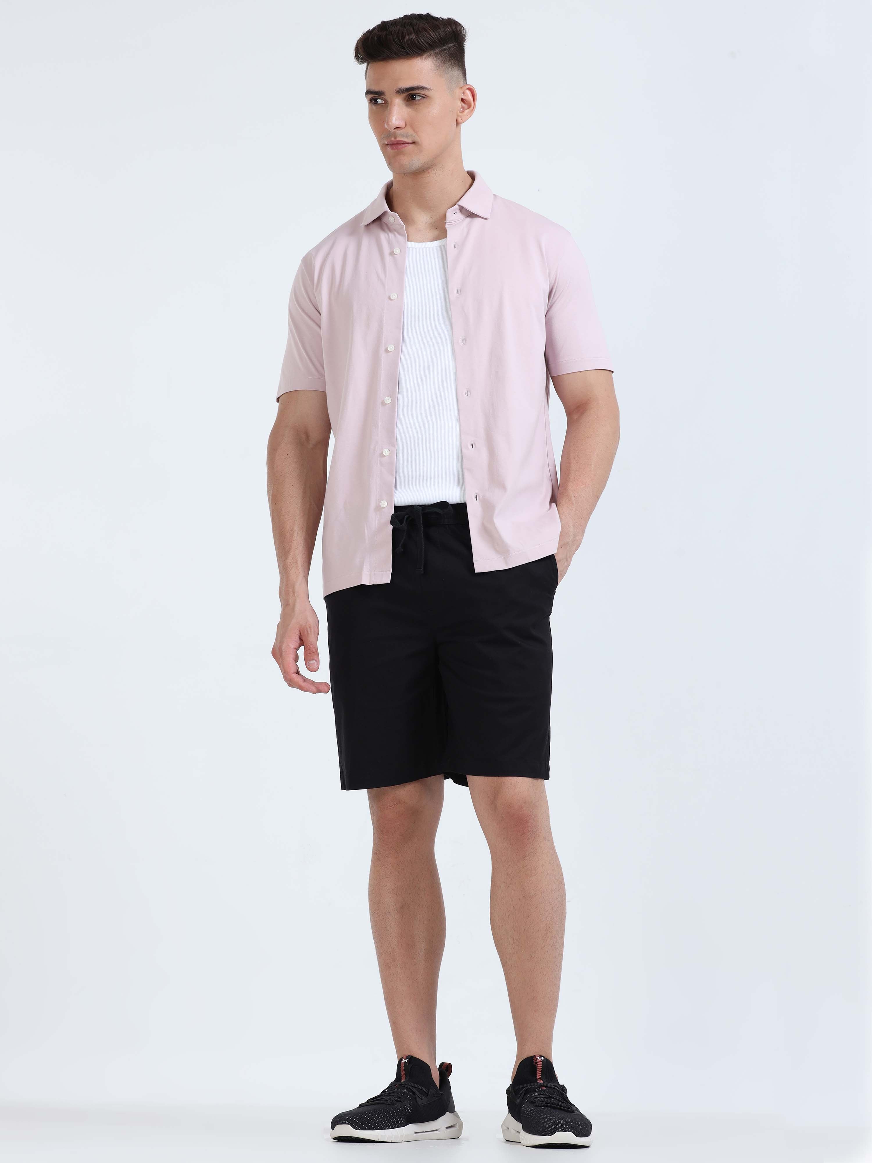 Soft Cotton Black Plain Shorts for men