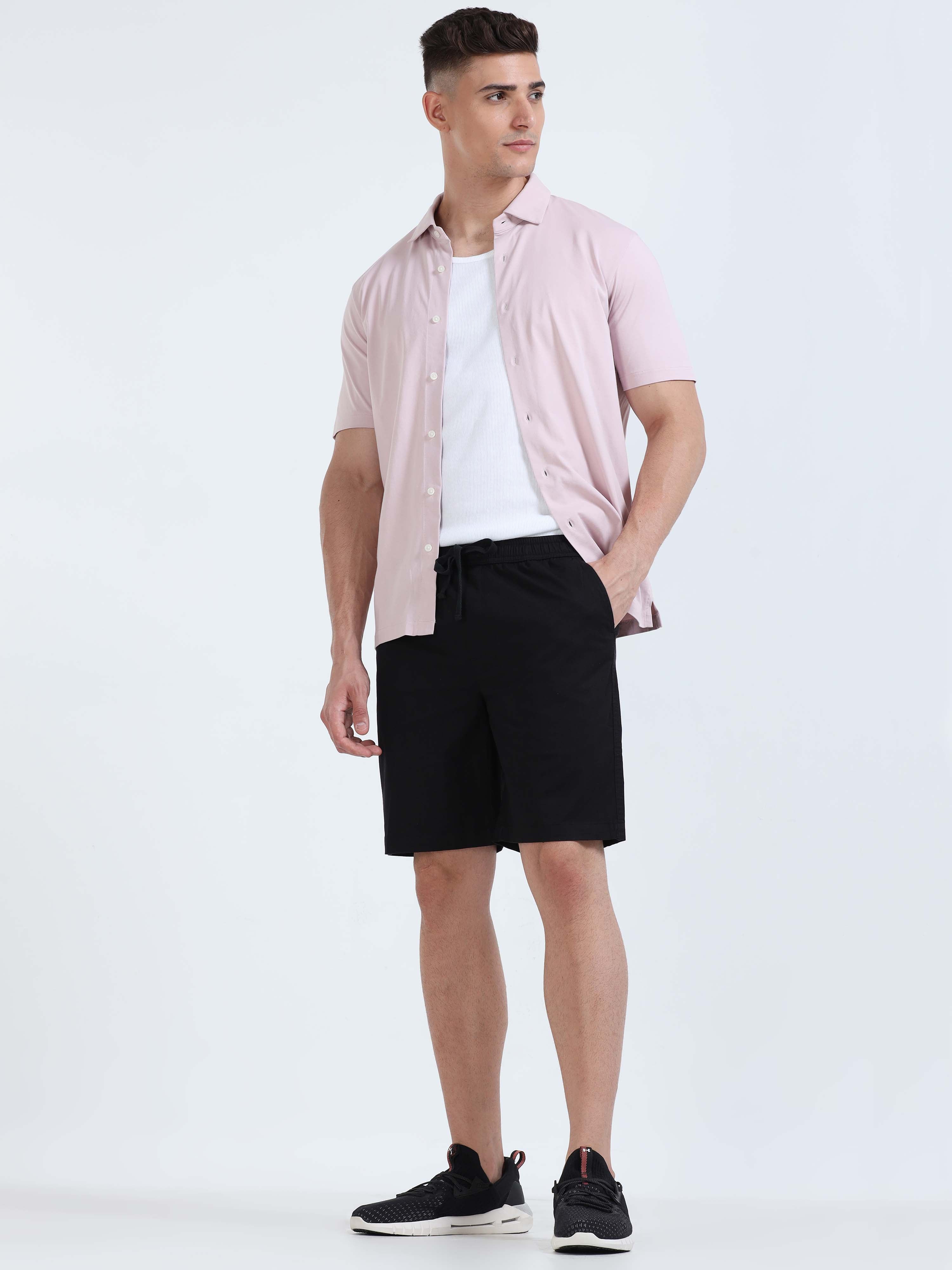 Soft Cotton Black Plain Shorts for men