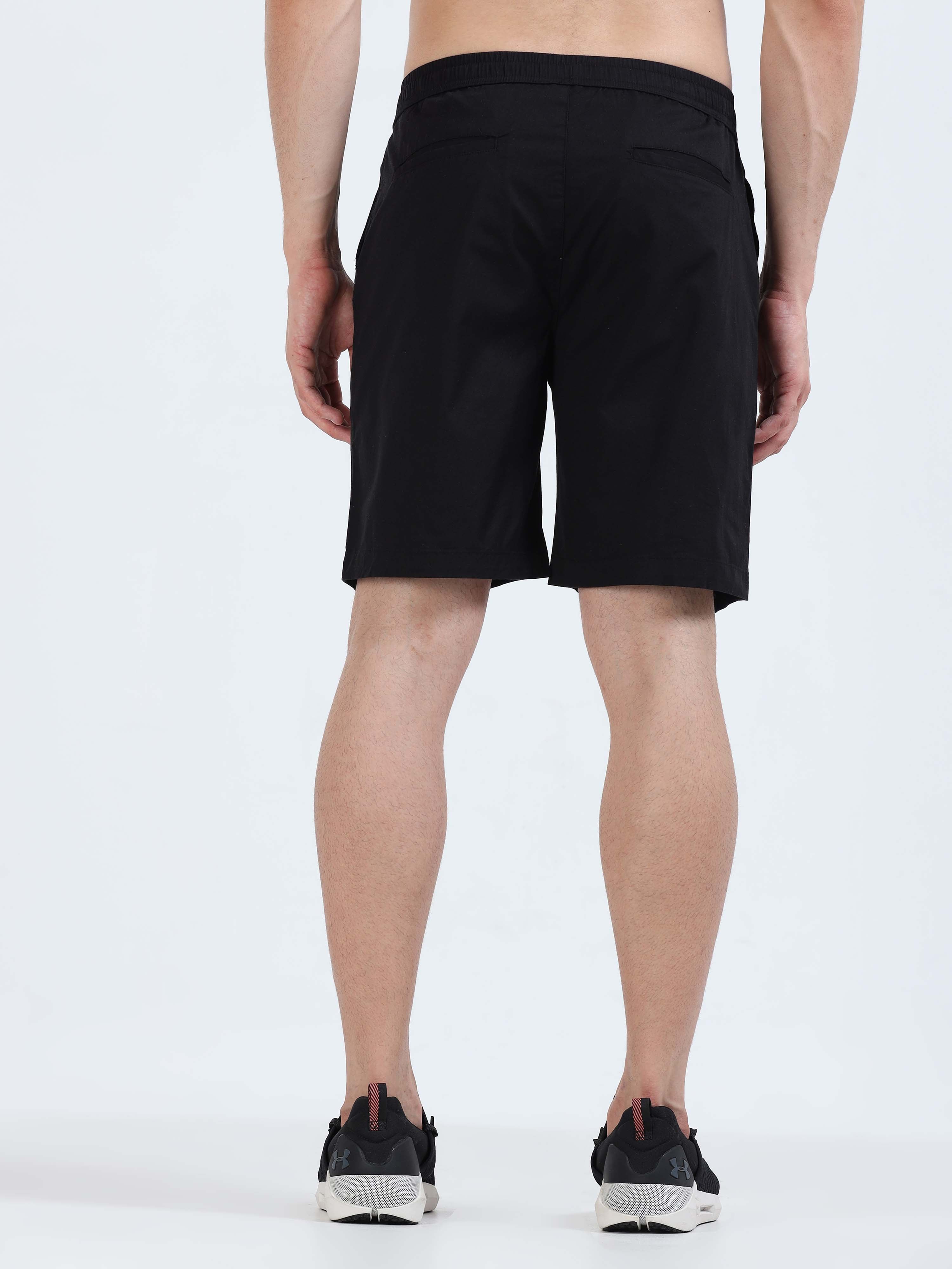 Soft Cotton Black Plain Shorts for men