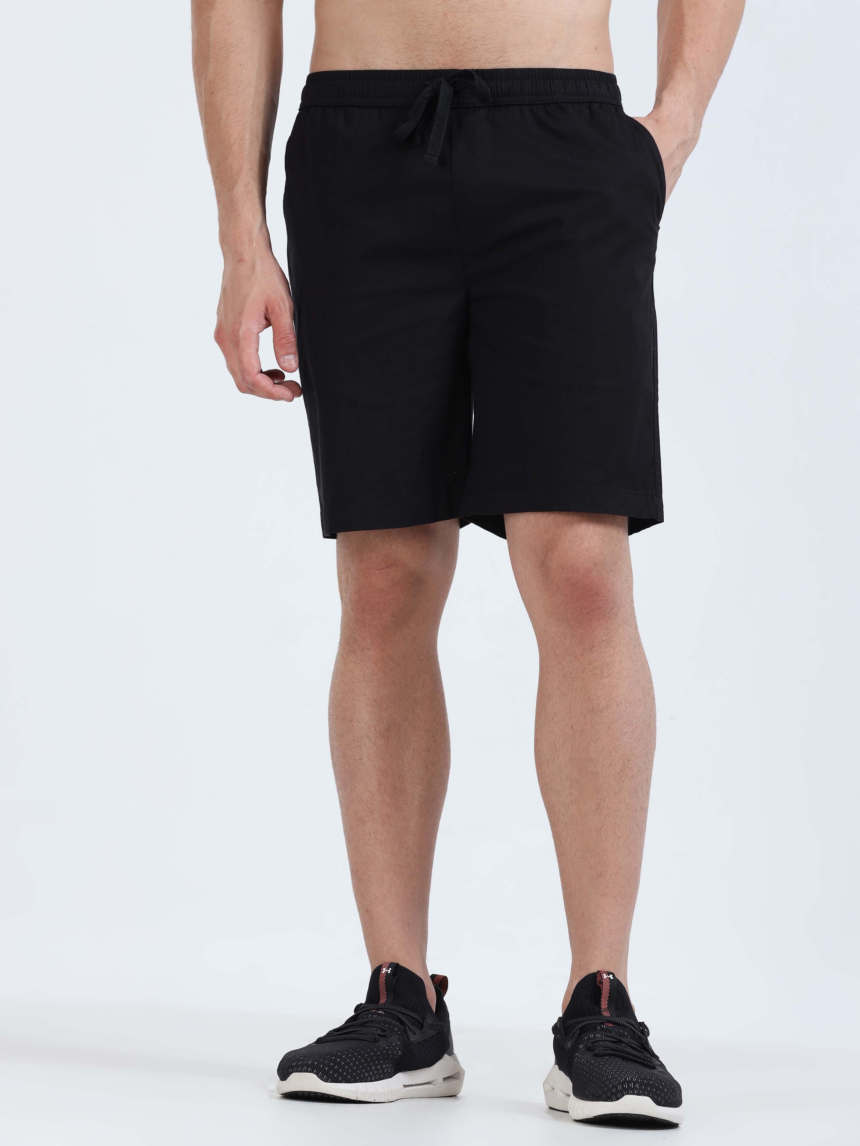 Soft Cotton Black Plain Shorts for men