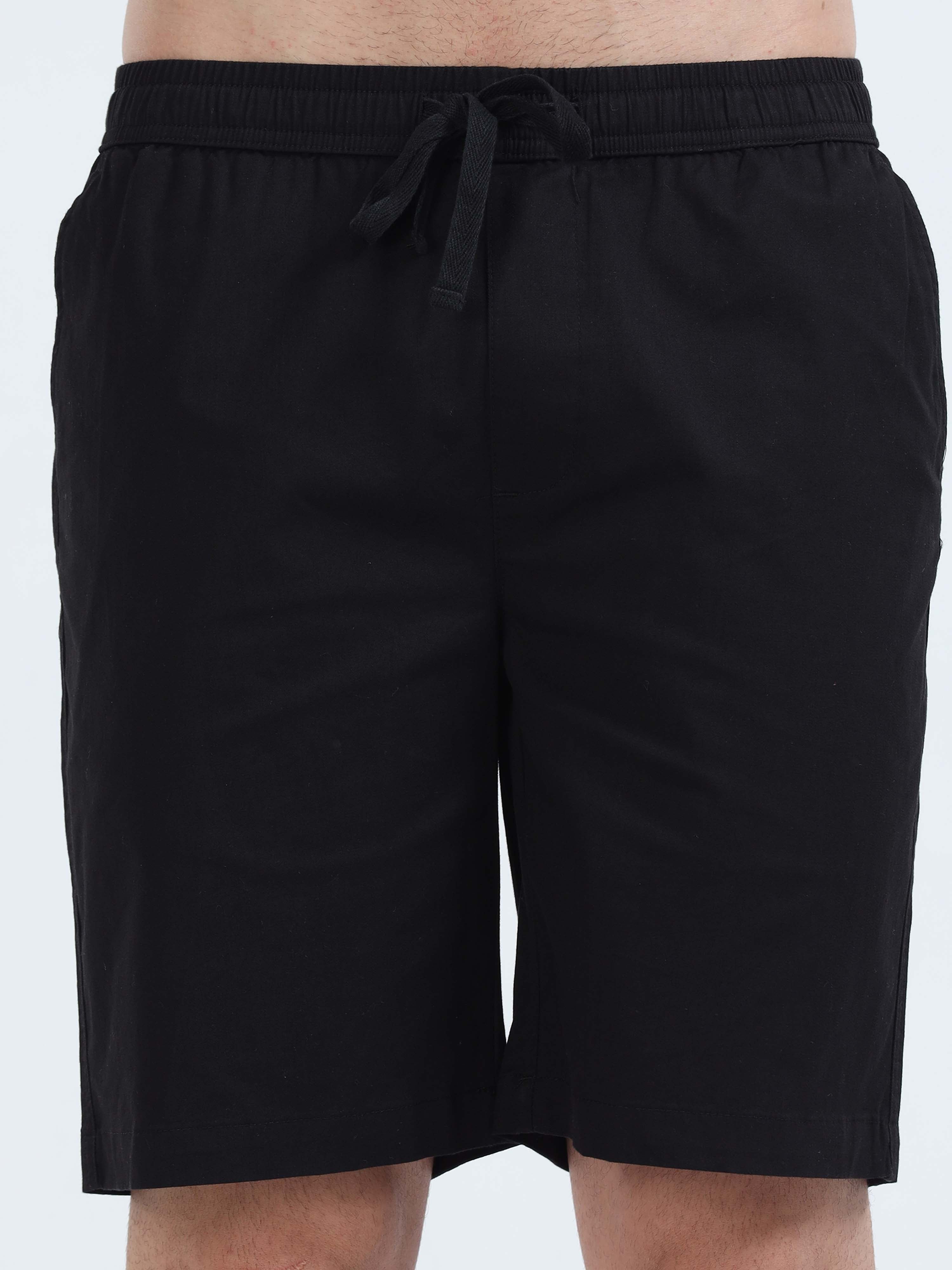Soft Cotton Black Plain Shorts for men