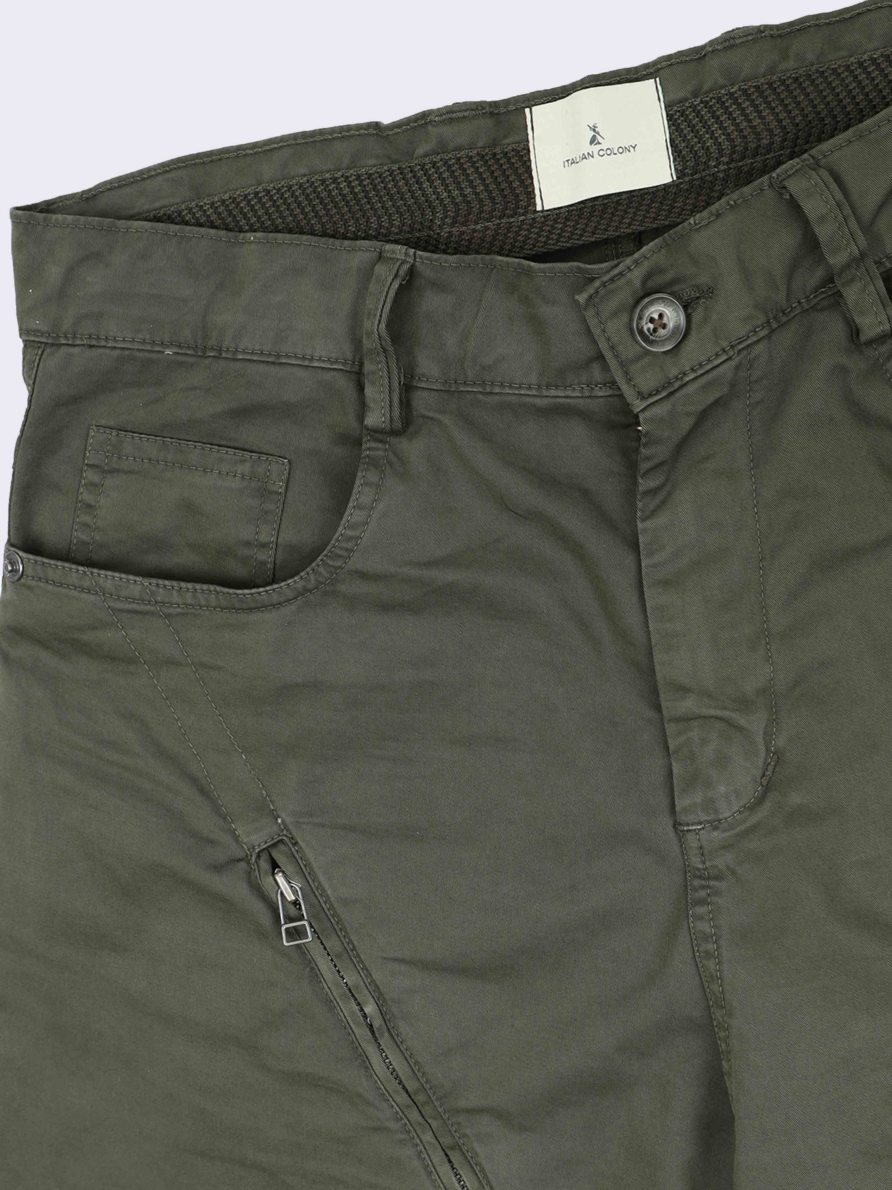 Milano Zip Trouser In Olive