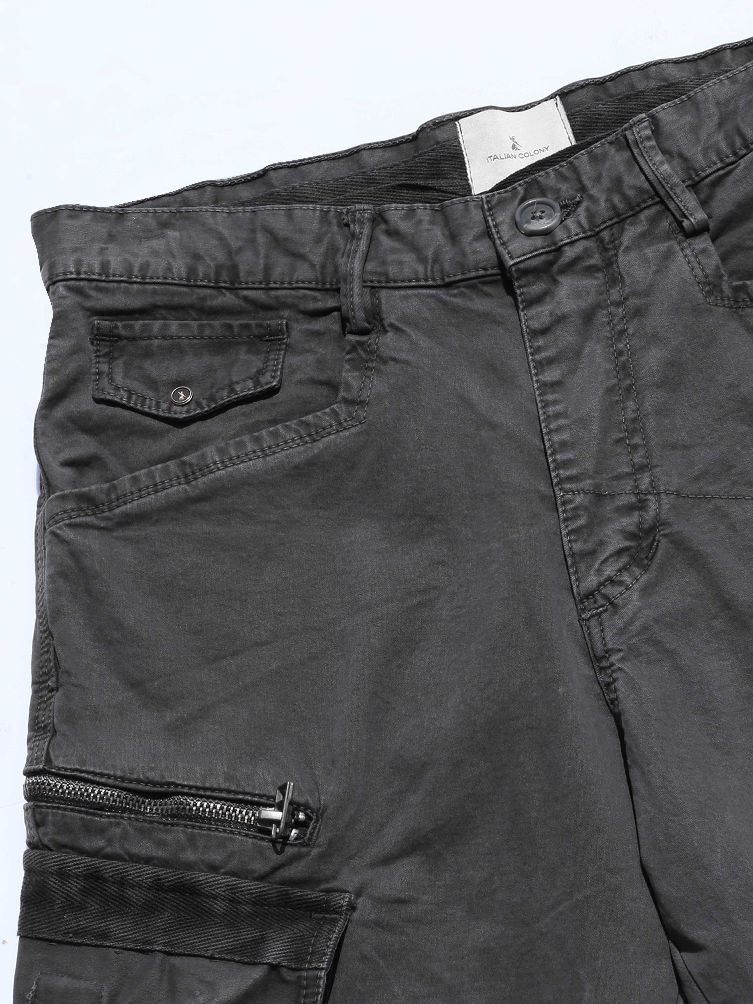 Rugged Zip Cargo Pants In Ash Grey