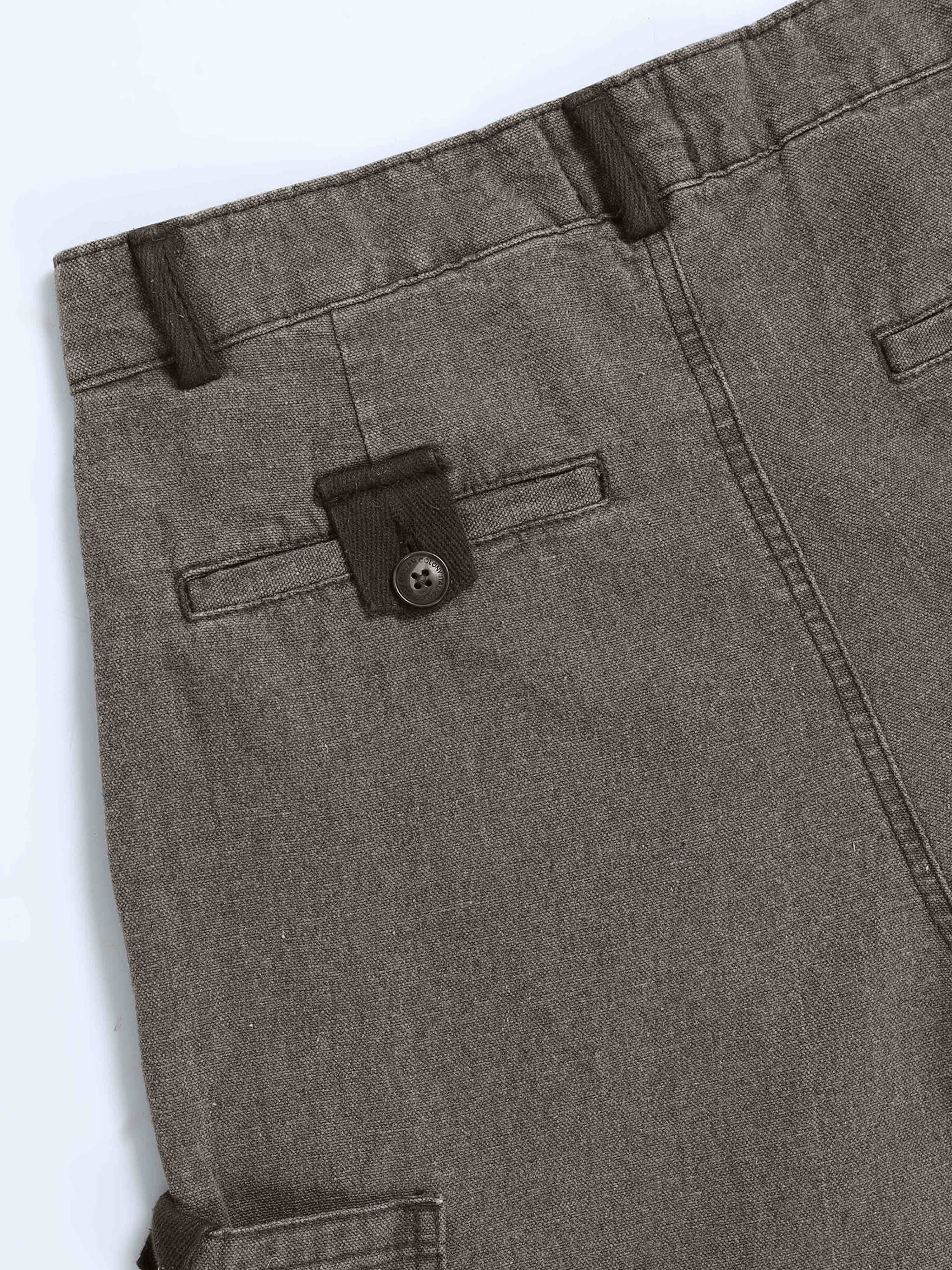 Ecru Pleated Cargo Pant In Grey