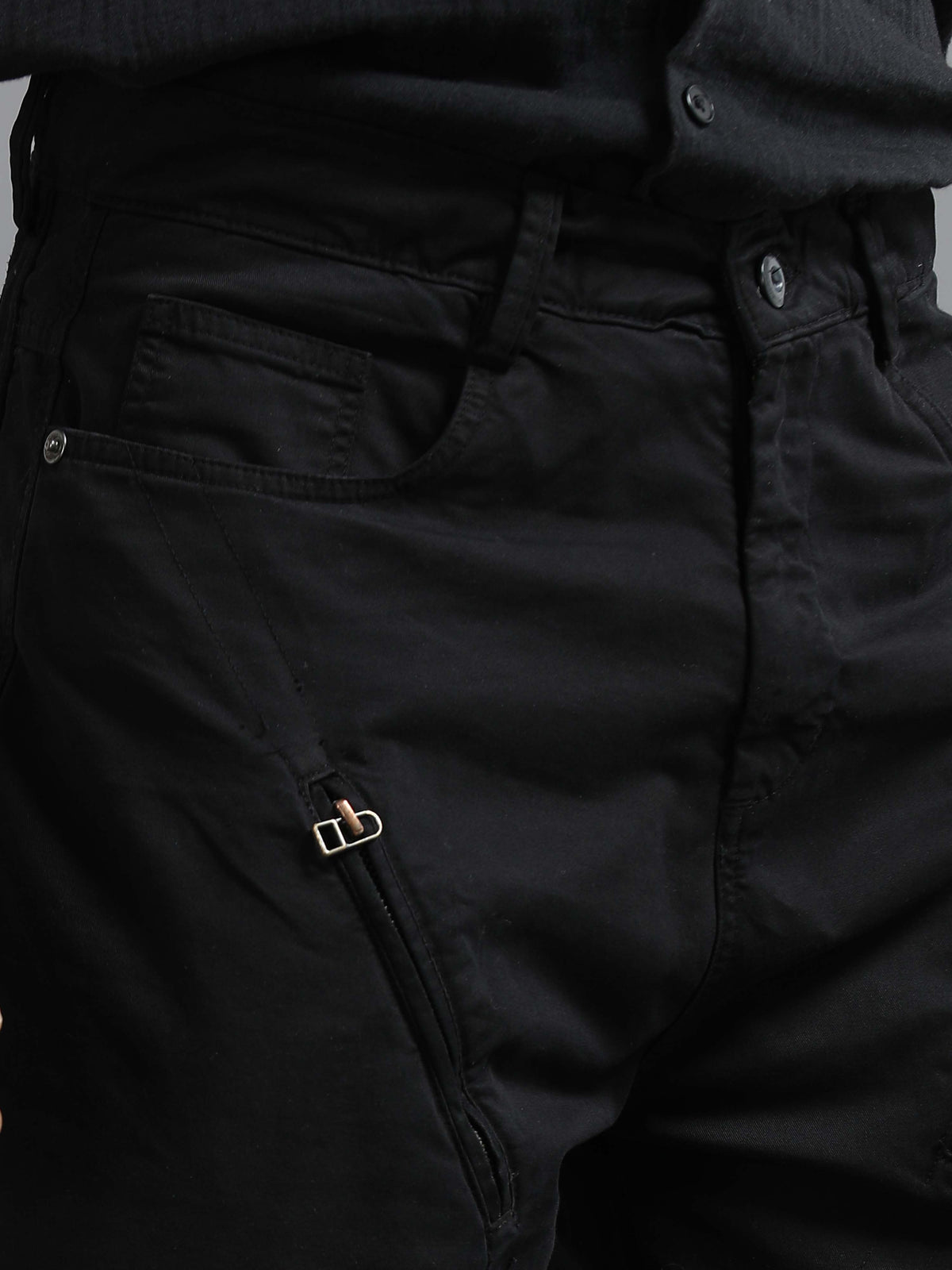 Black Loose Fit Formal Pants for Men detail view - Milano Zip Trouser by Italian Colony