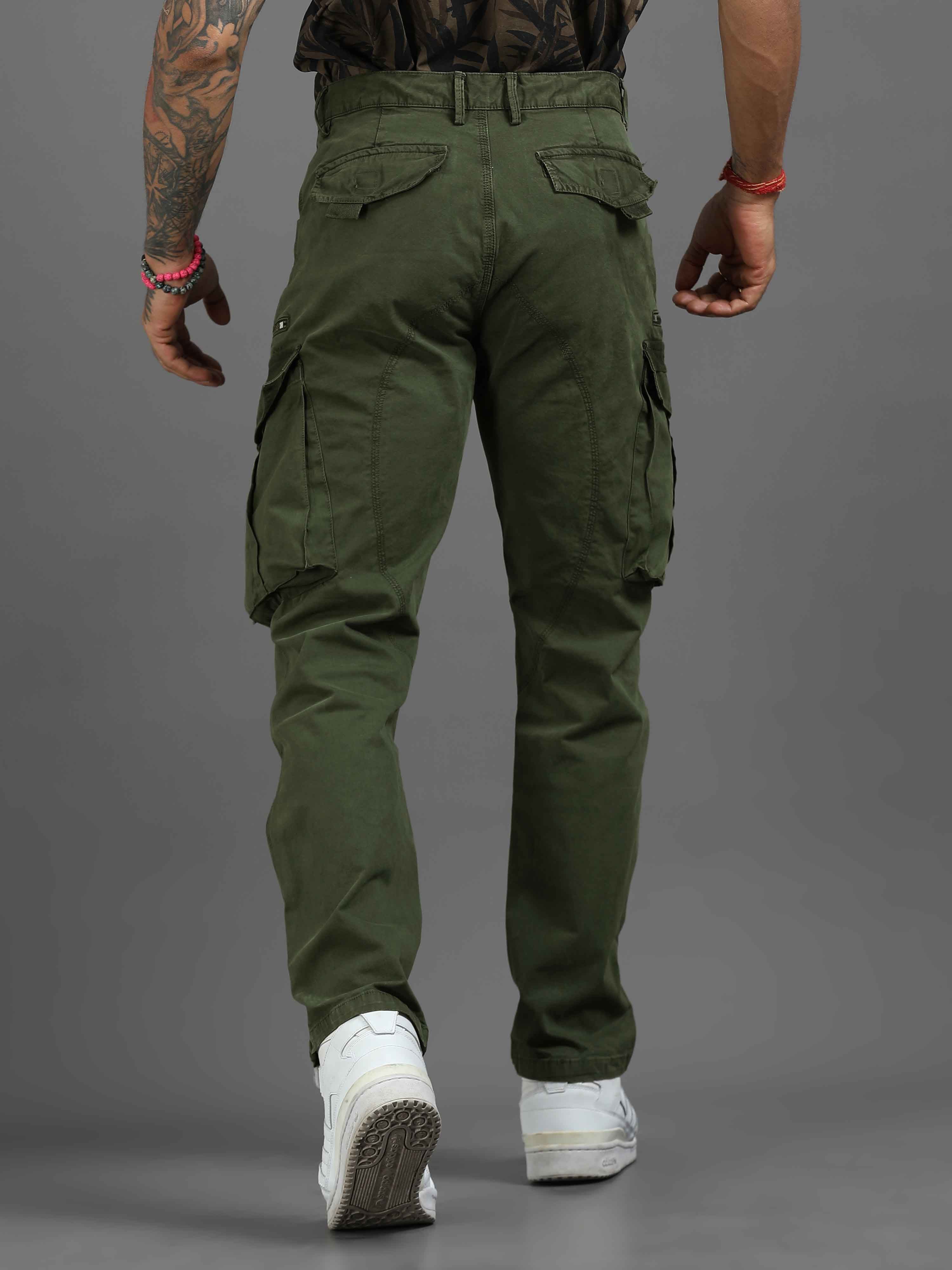 Rugged Zip Cargo Pants In Olive
