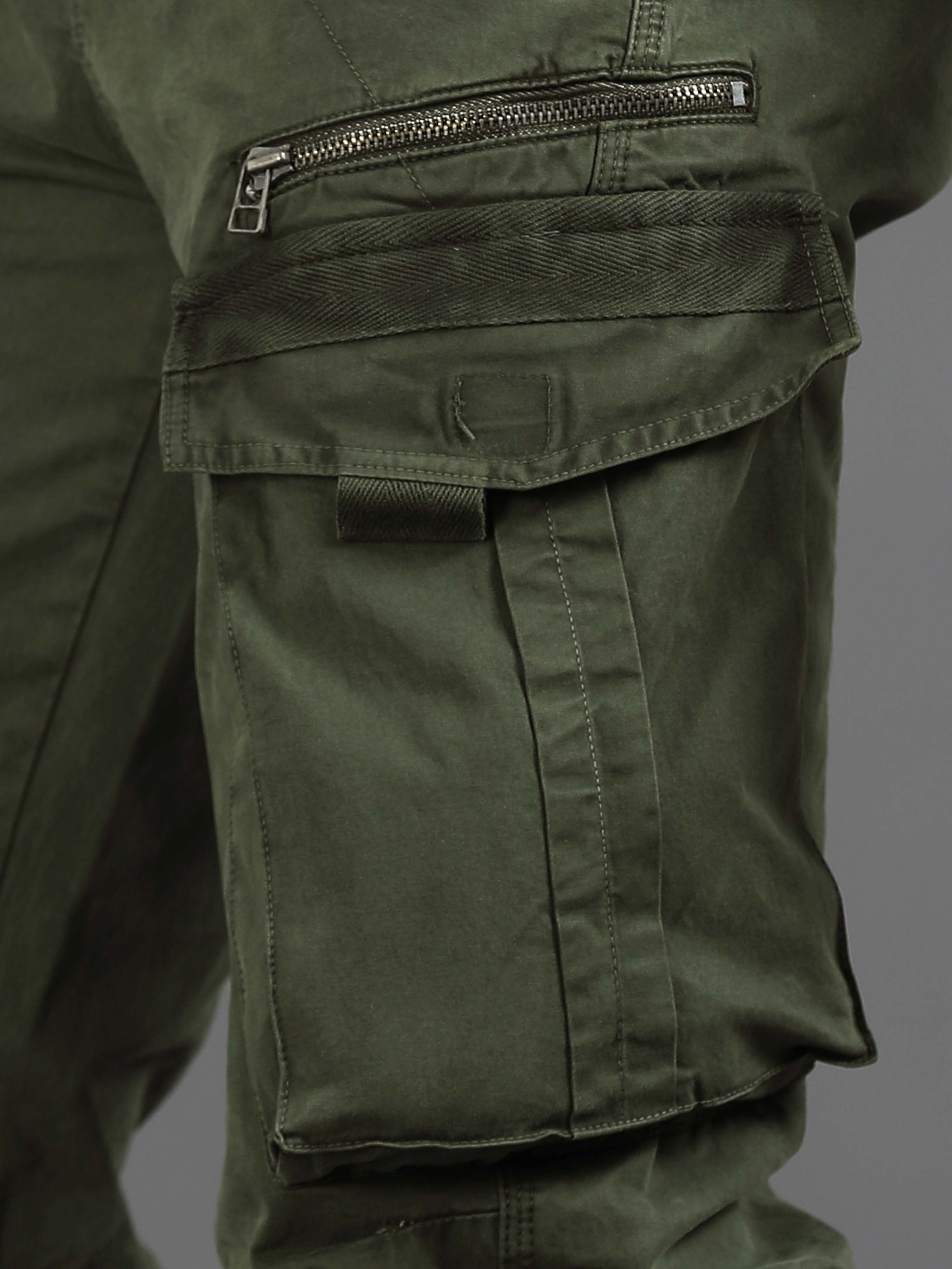 Rugged Zip Cargo Pants In Olive