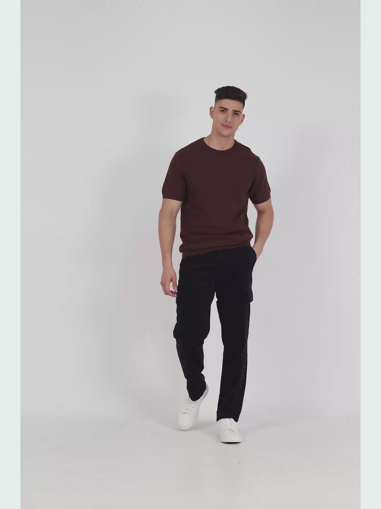 Navy loose fit cargo trousers