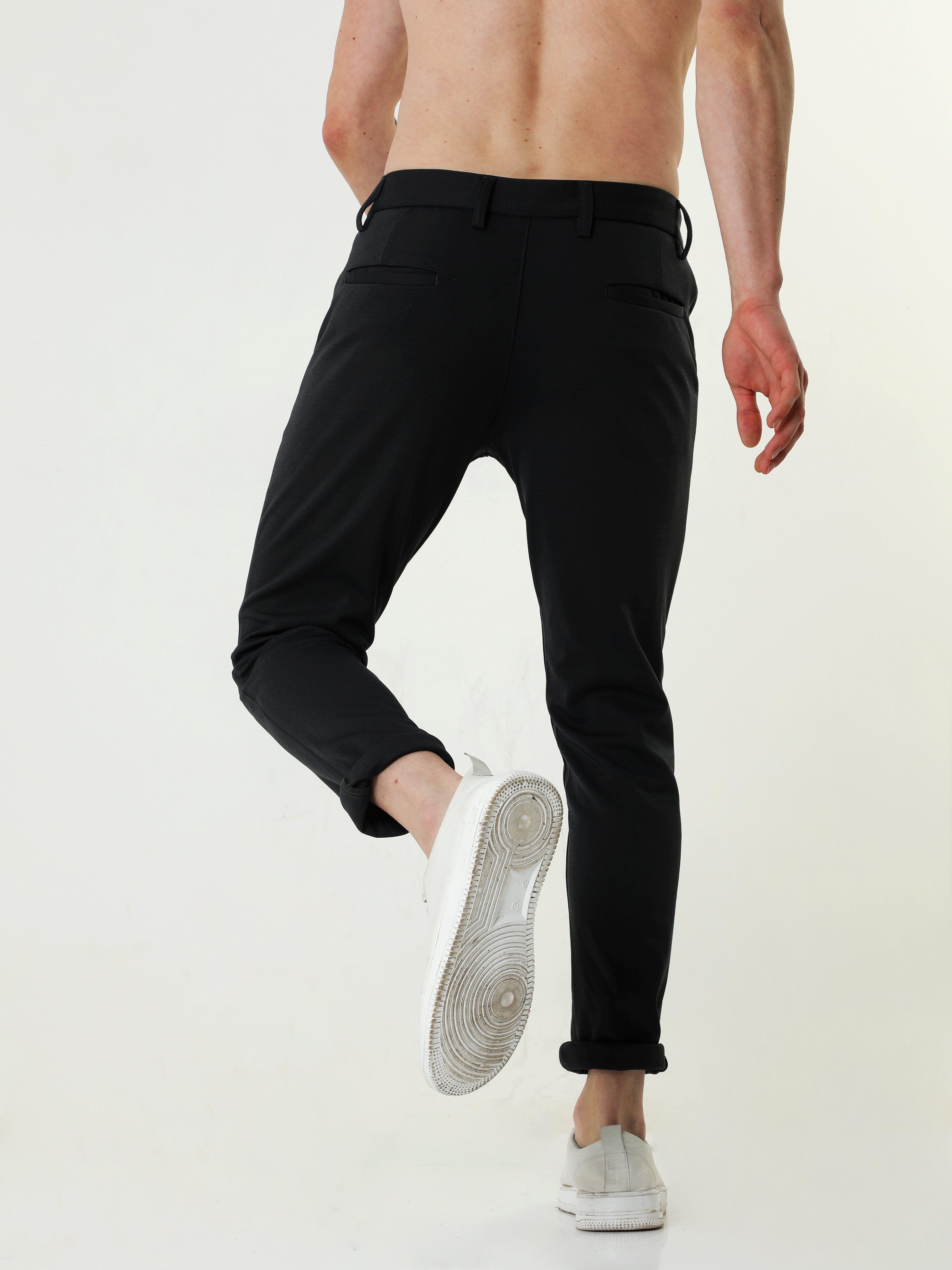 Stretchable Grease Black Lycra Trouser