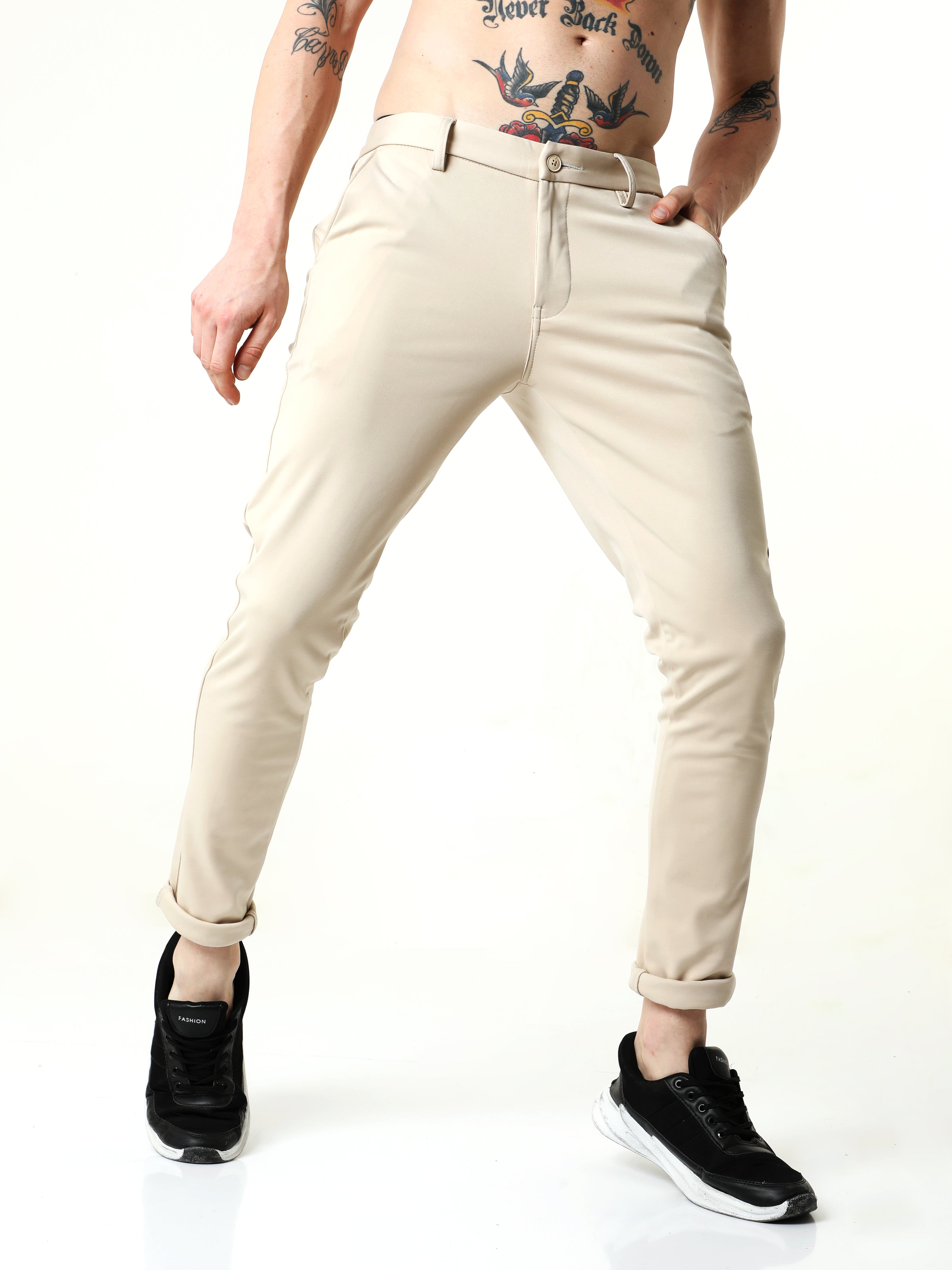 Stretchable Ivory Lycra Trouser