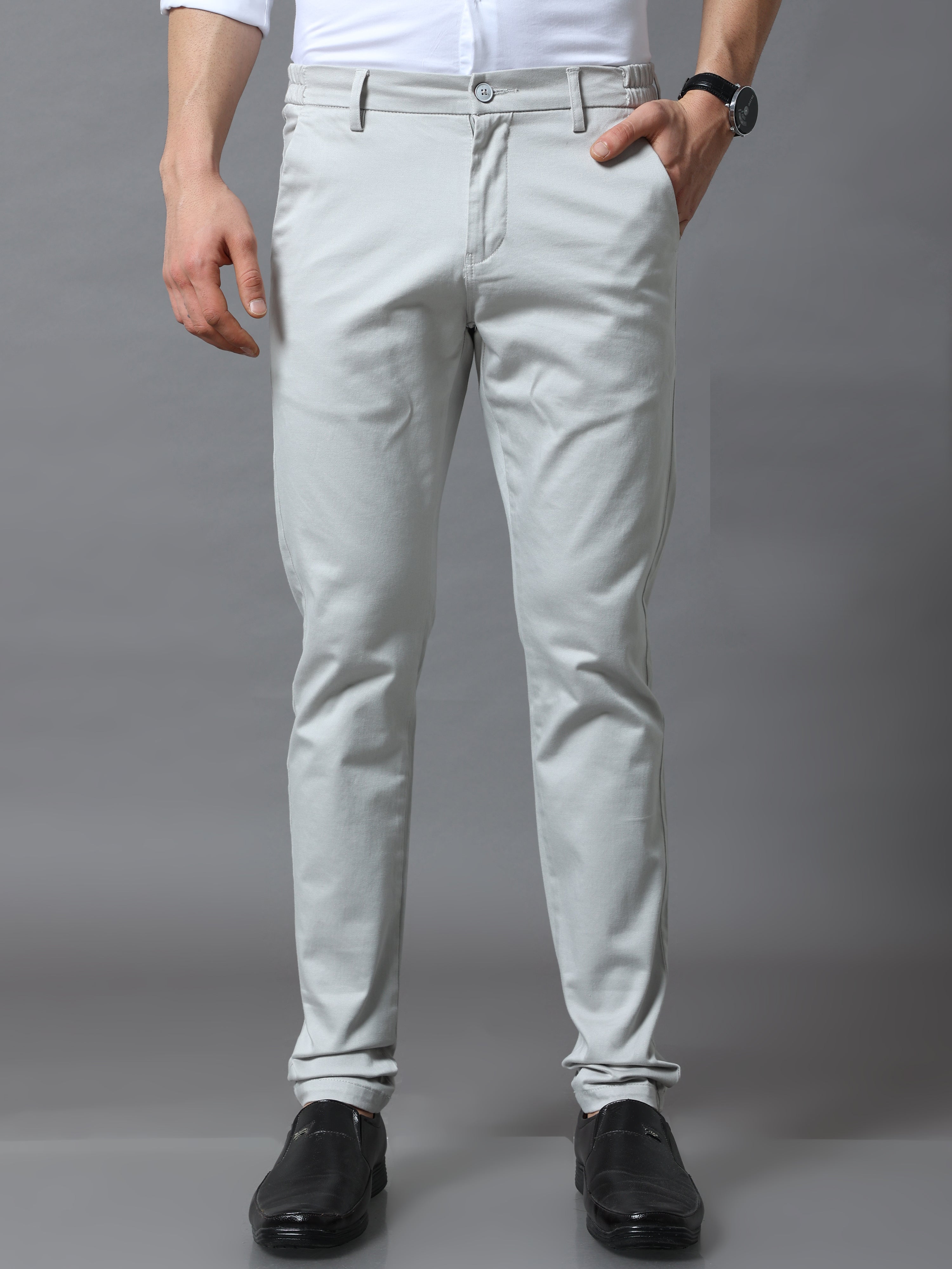 Flexi Waist Powder White Trouser