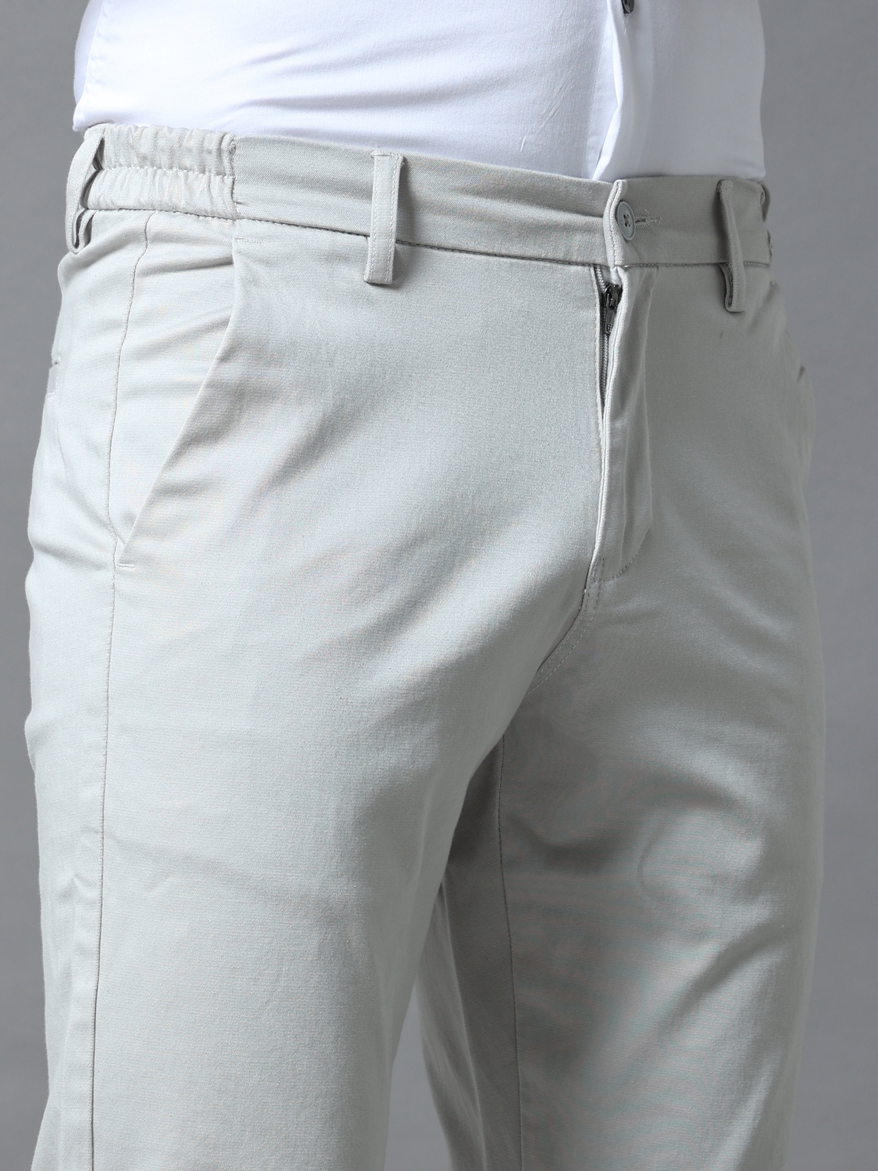 Flexi Waist Powder White Trouser