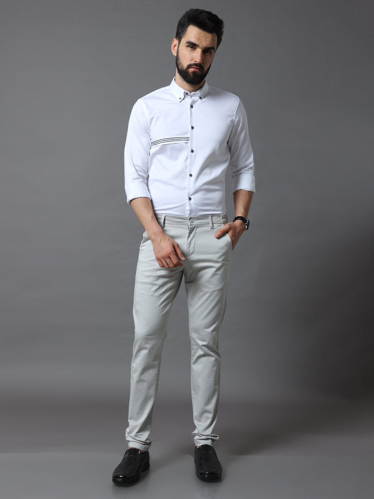 Flexi Waist Powder White Trouser